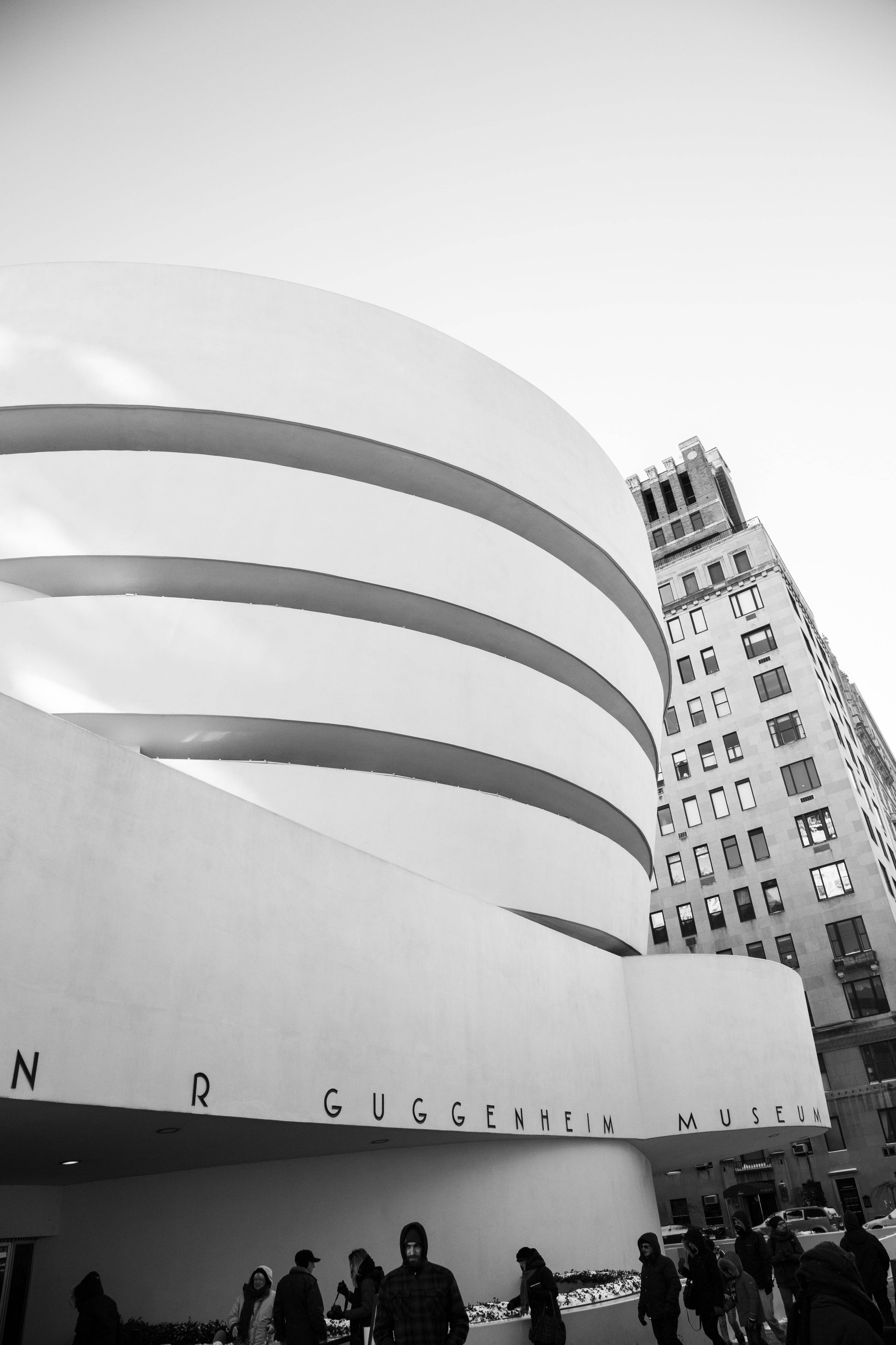 Muzeul Guggenheim New York Alb Negru Fundal