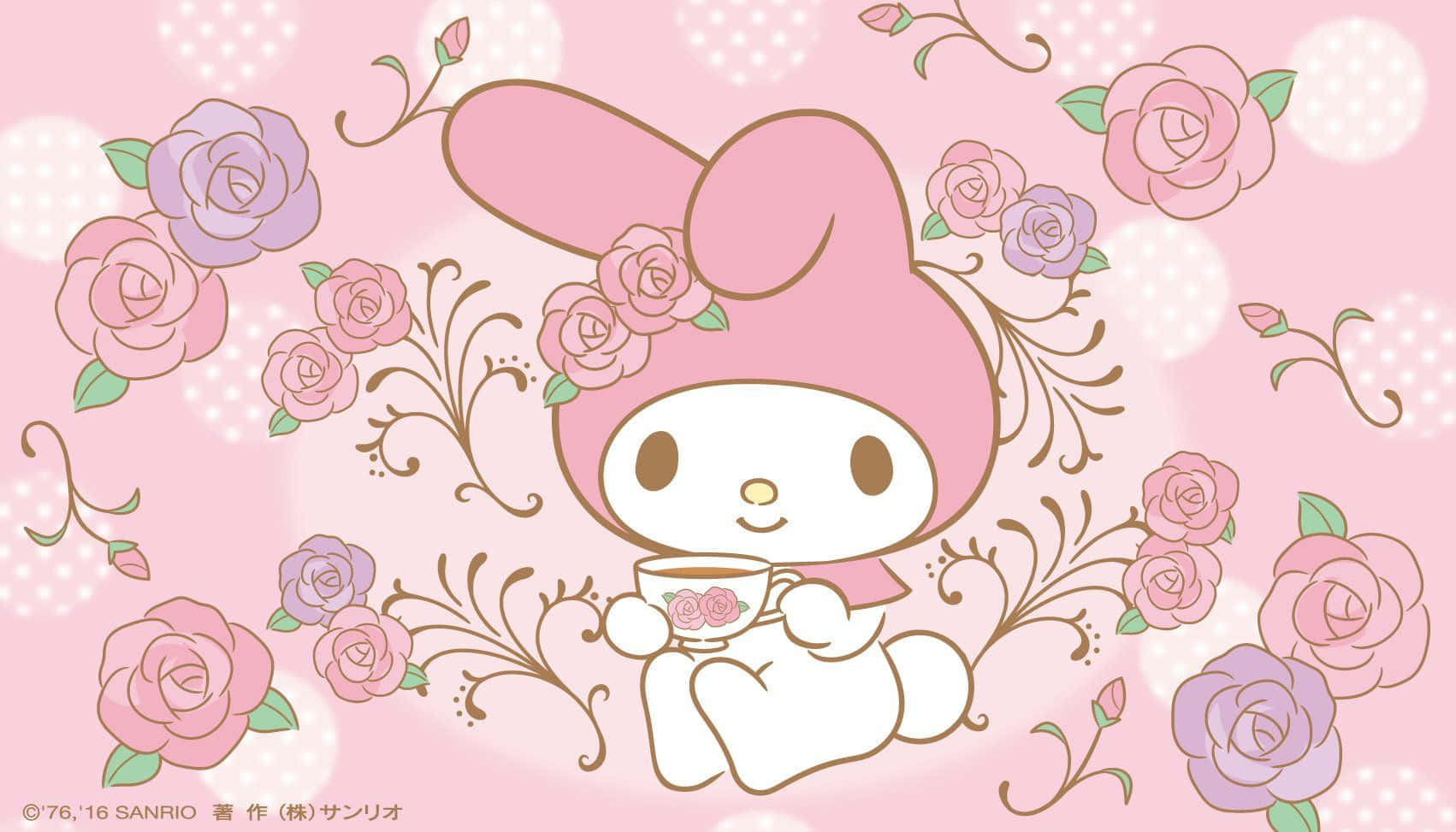 My Melody Desktop Flori Roz și Violet Fundal