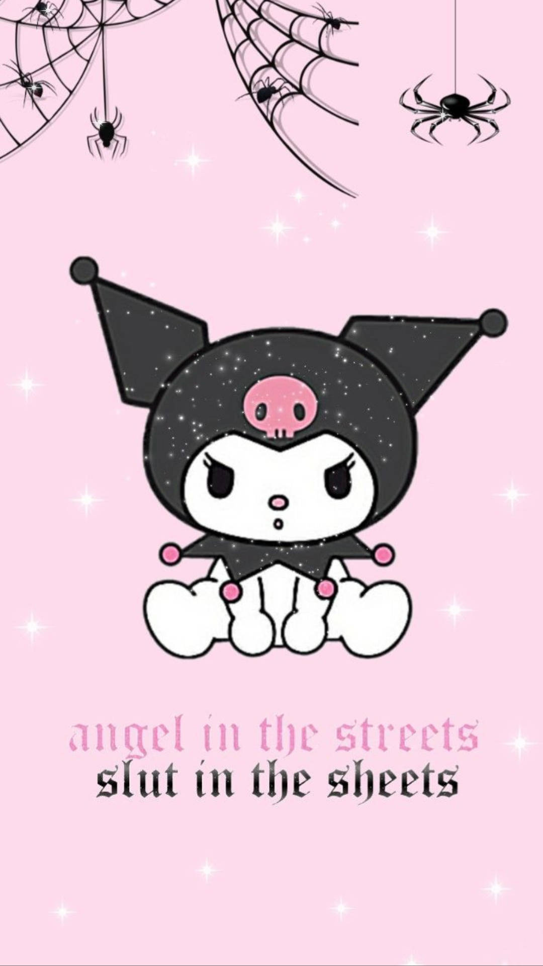 My Melody Kuromi cu păianjeni și pânze Fundal