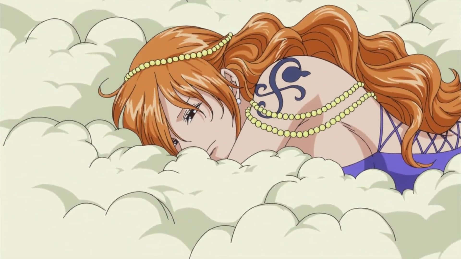 Nami One Piece dormind în lâna lui Yomo Fundal
