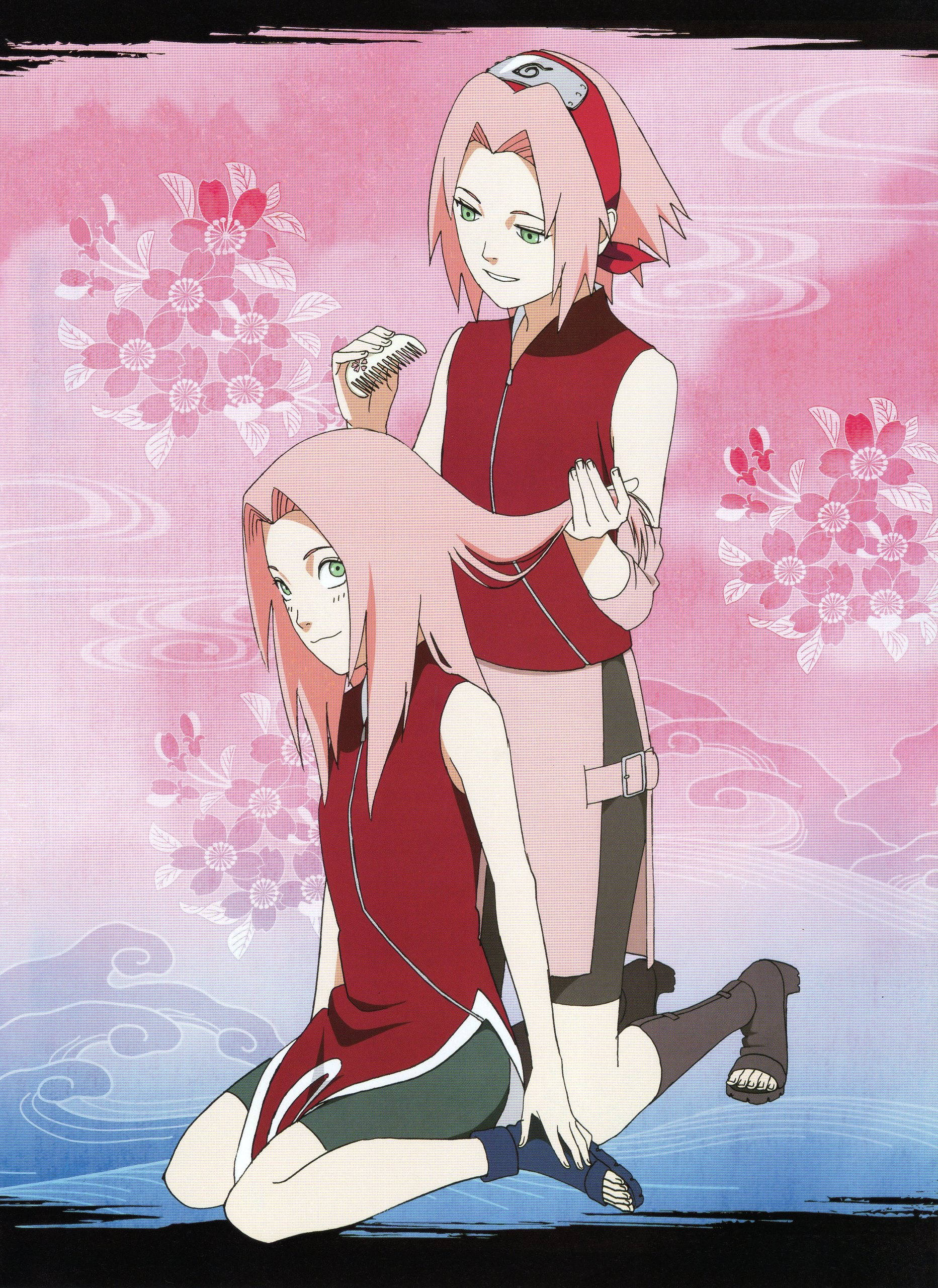 Naruto Anime Sakura Tânără și Adultă Fundal