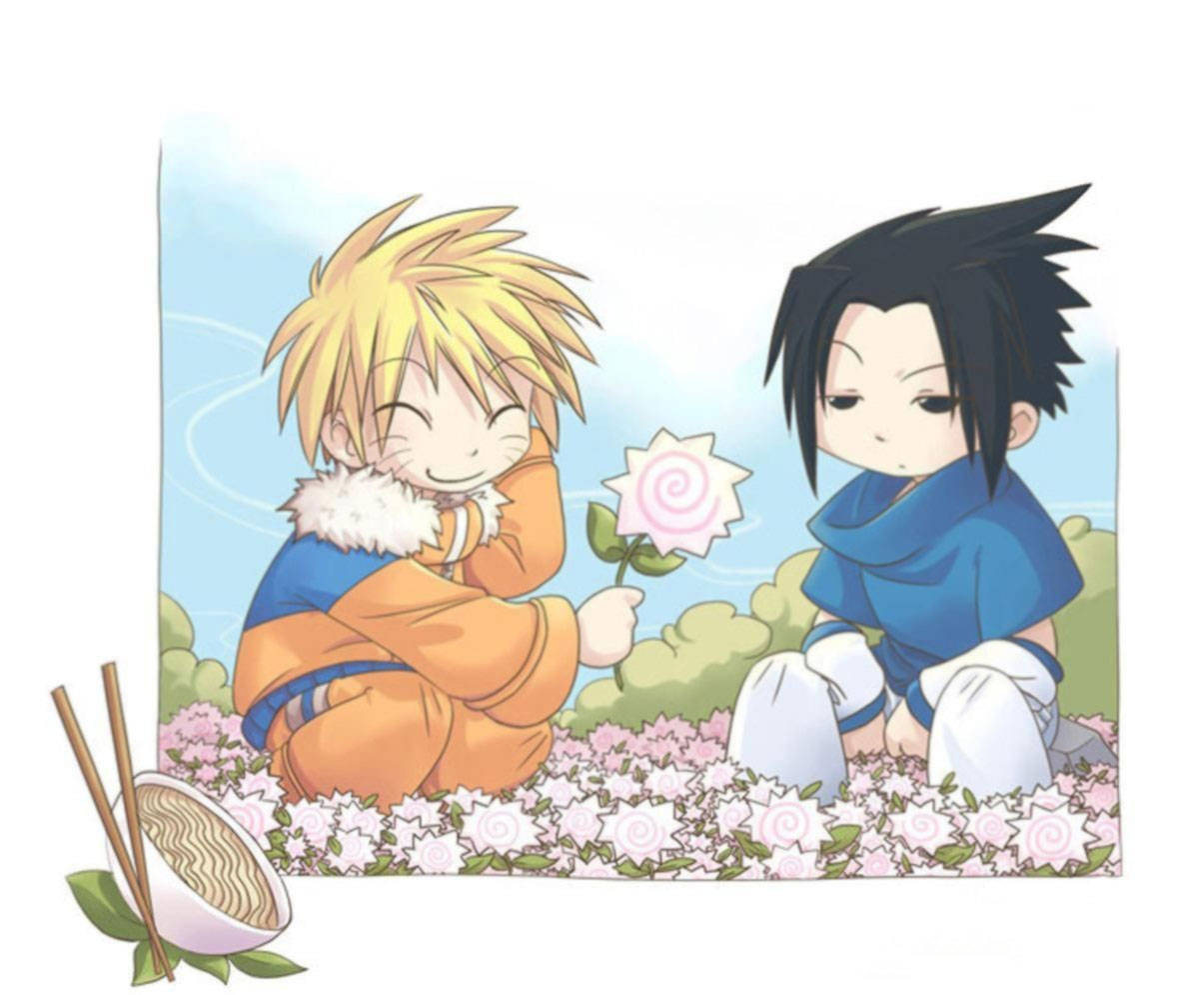 Naruto drăguț cu floare narutomaki Fundal
