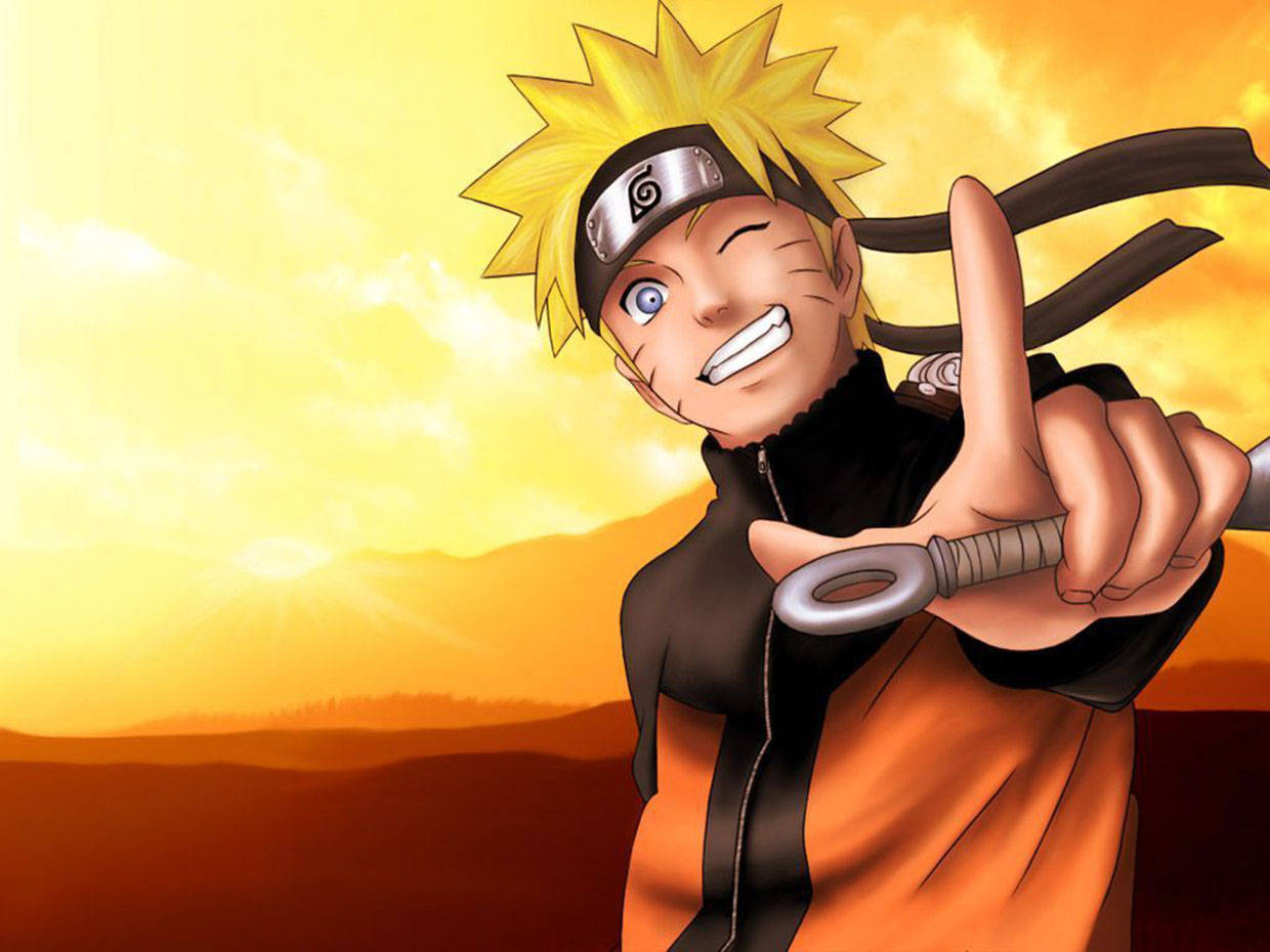 Naruto drăguț cu un zâmbet șiret Fundal