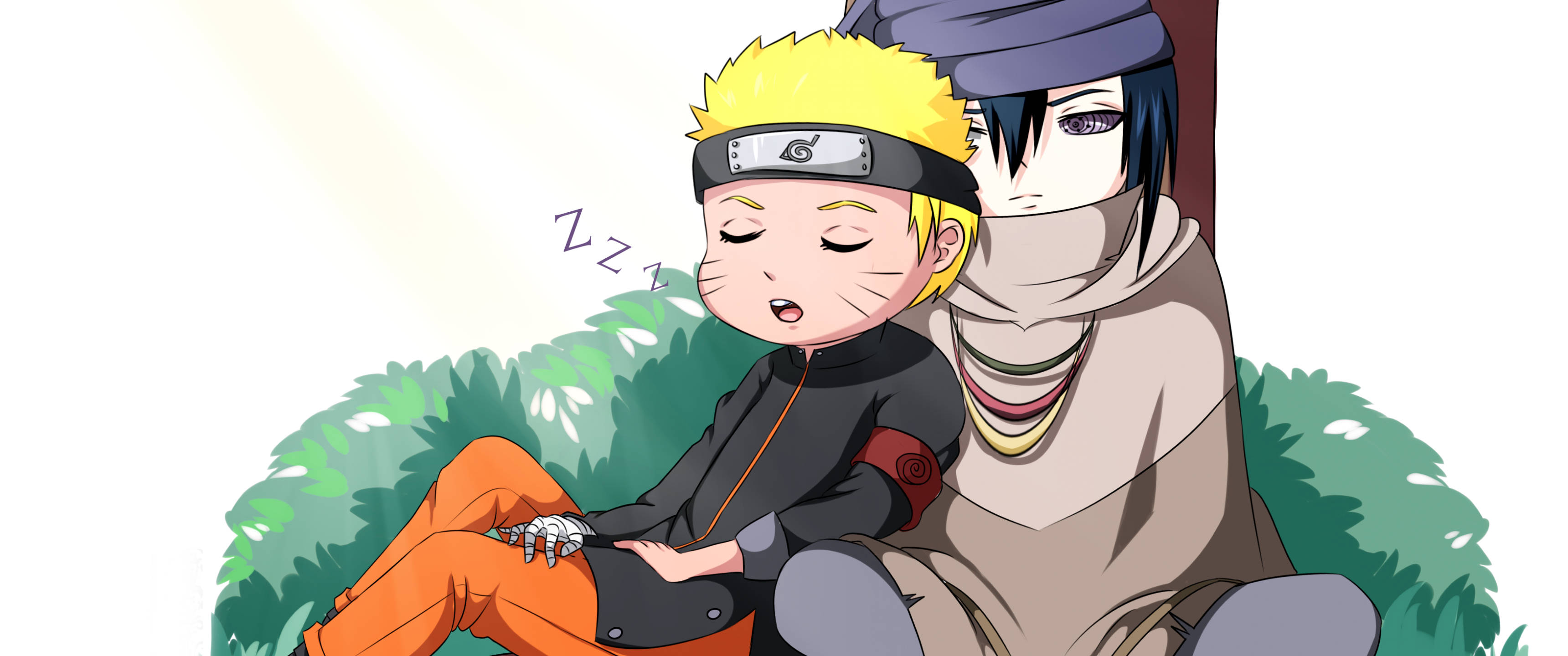Naruto drăguț dormind cu Sasuke Fundal