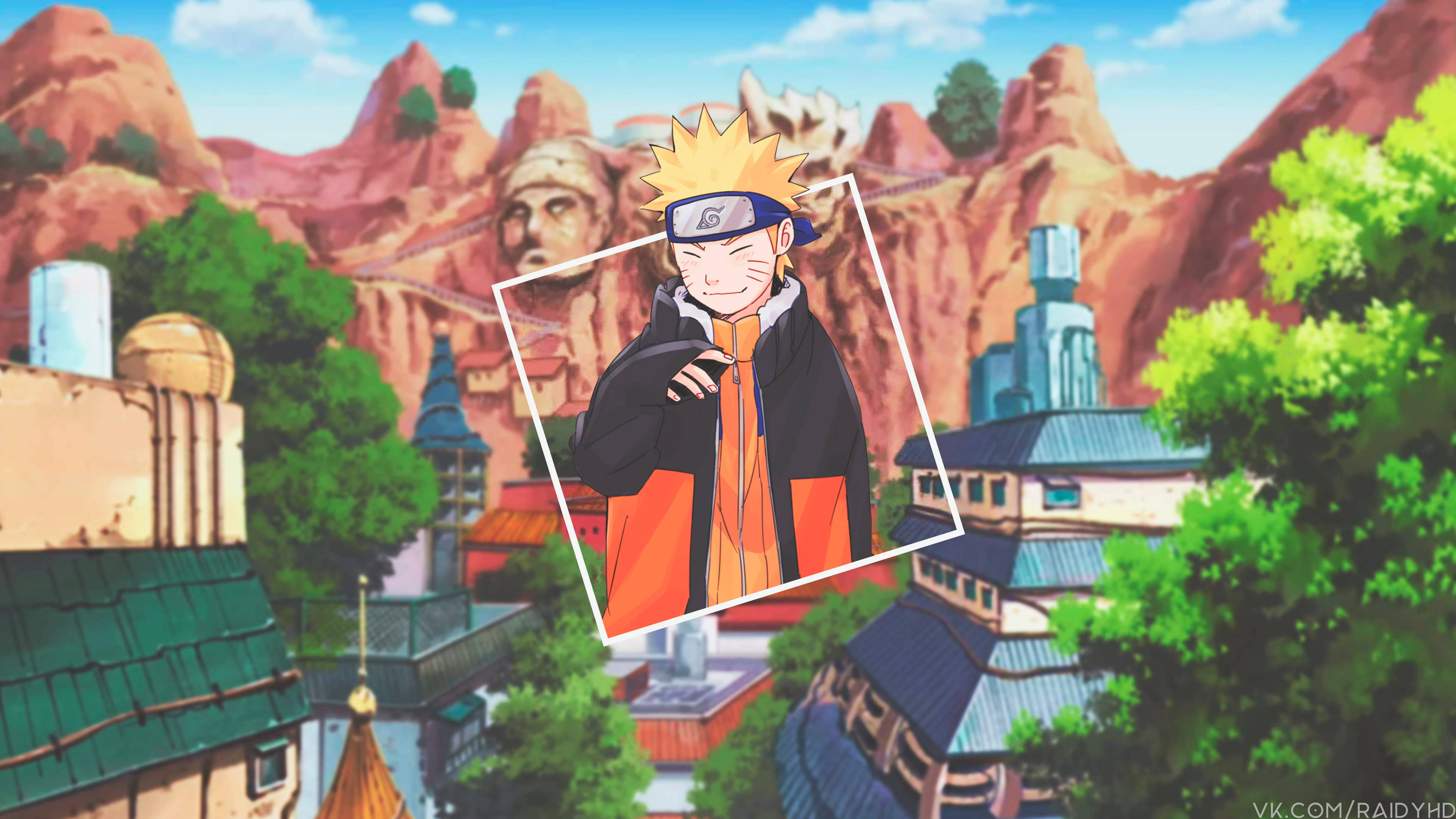 Naruto în mișcare peste case japoneze Fundal