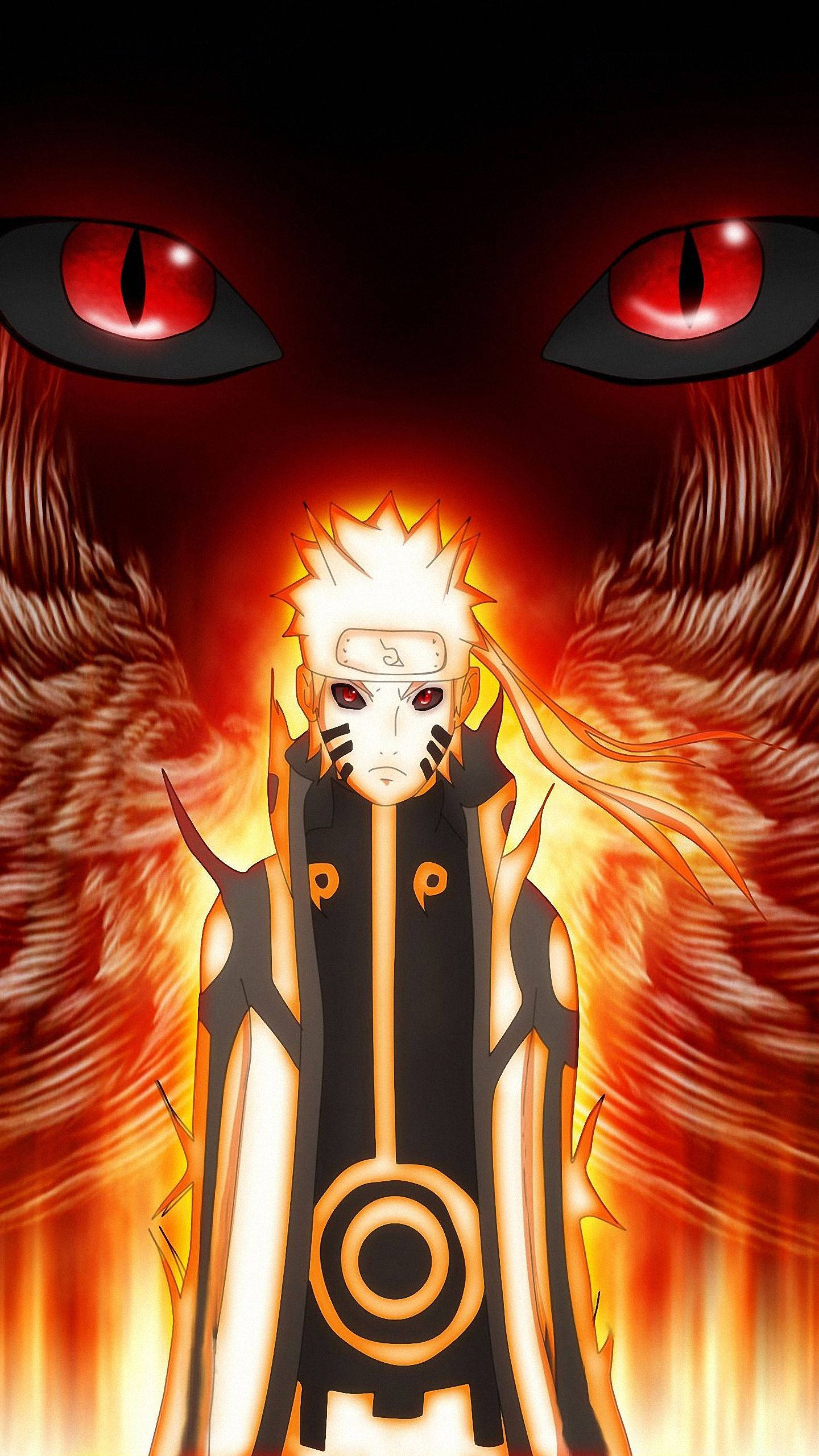 Naruto în Modul Chakra cu Kurama Fundal