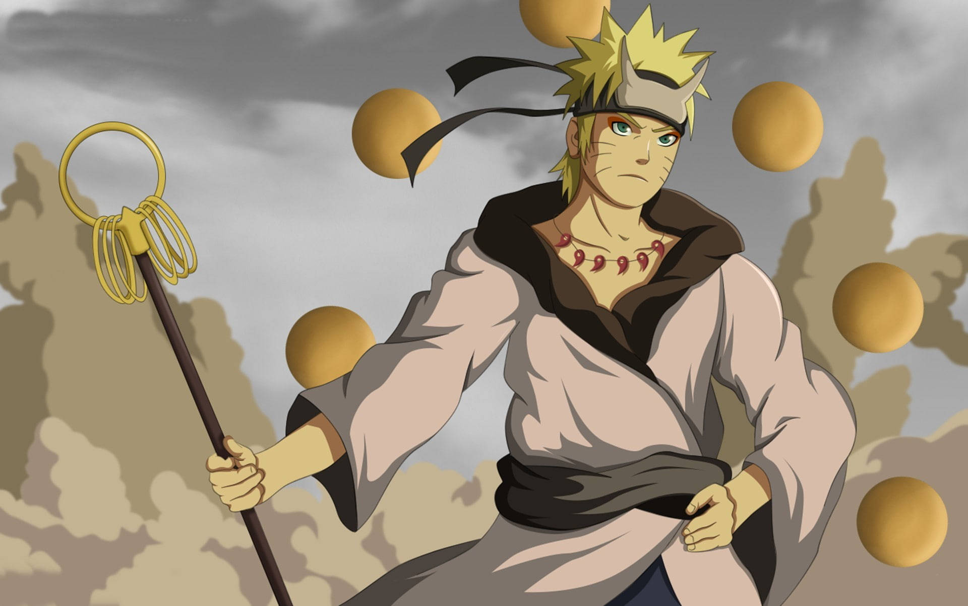 Naruto live ținând Shakujo Fundal