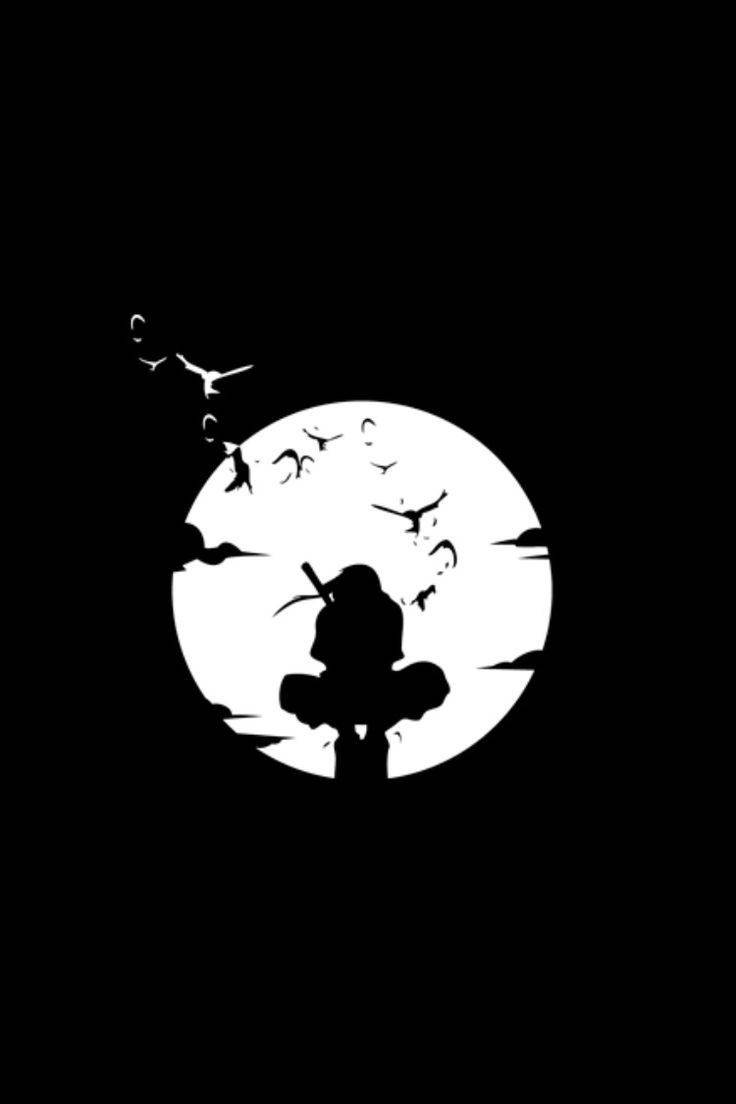 Naruto Negru Itachi Uchiha în Spatele Lunii Fundal
