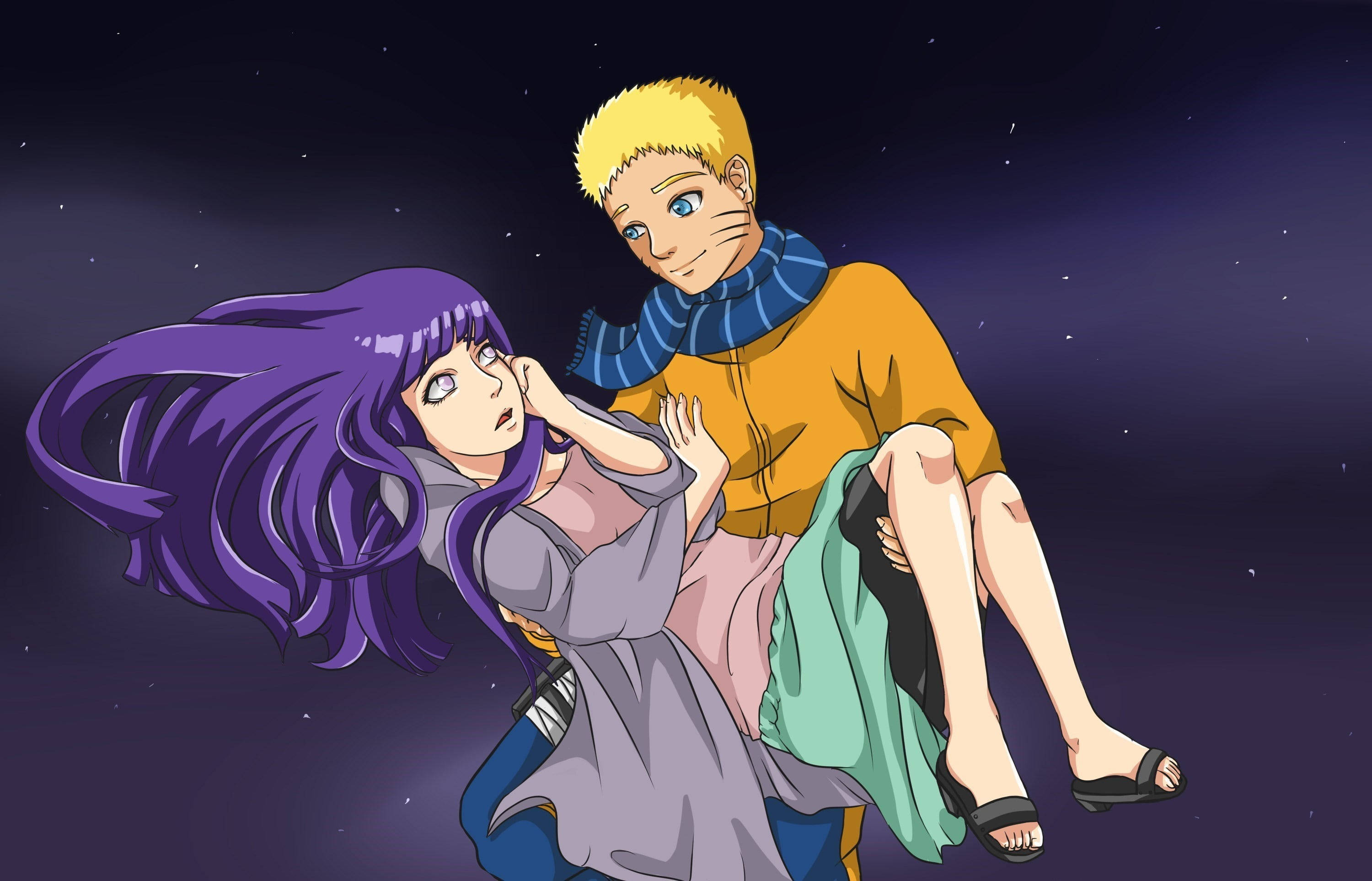 Naruto o poartă pe Hinata în brațe Fundal