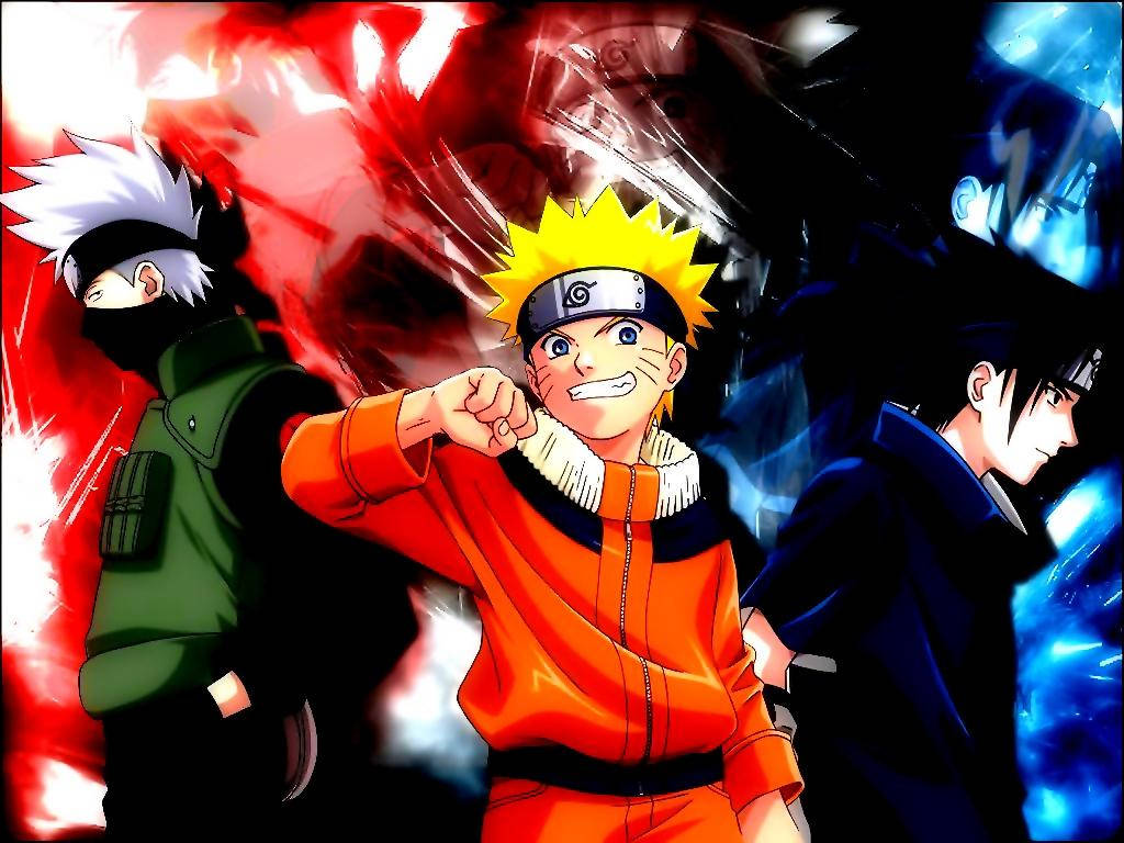 Naruto pe PC cu Kakashi și Sasuke Fundal