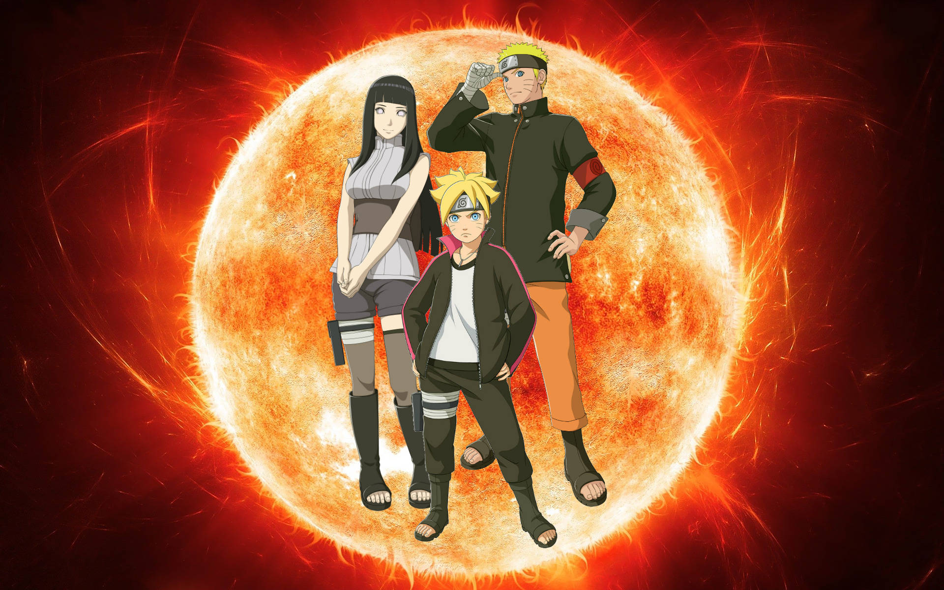 Naruto și Hinata cu Boruto Fundal