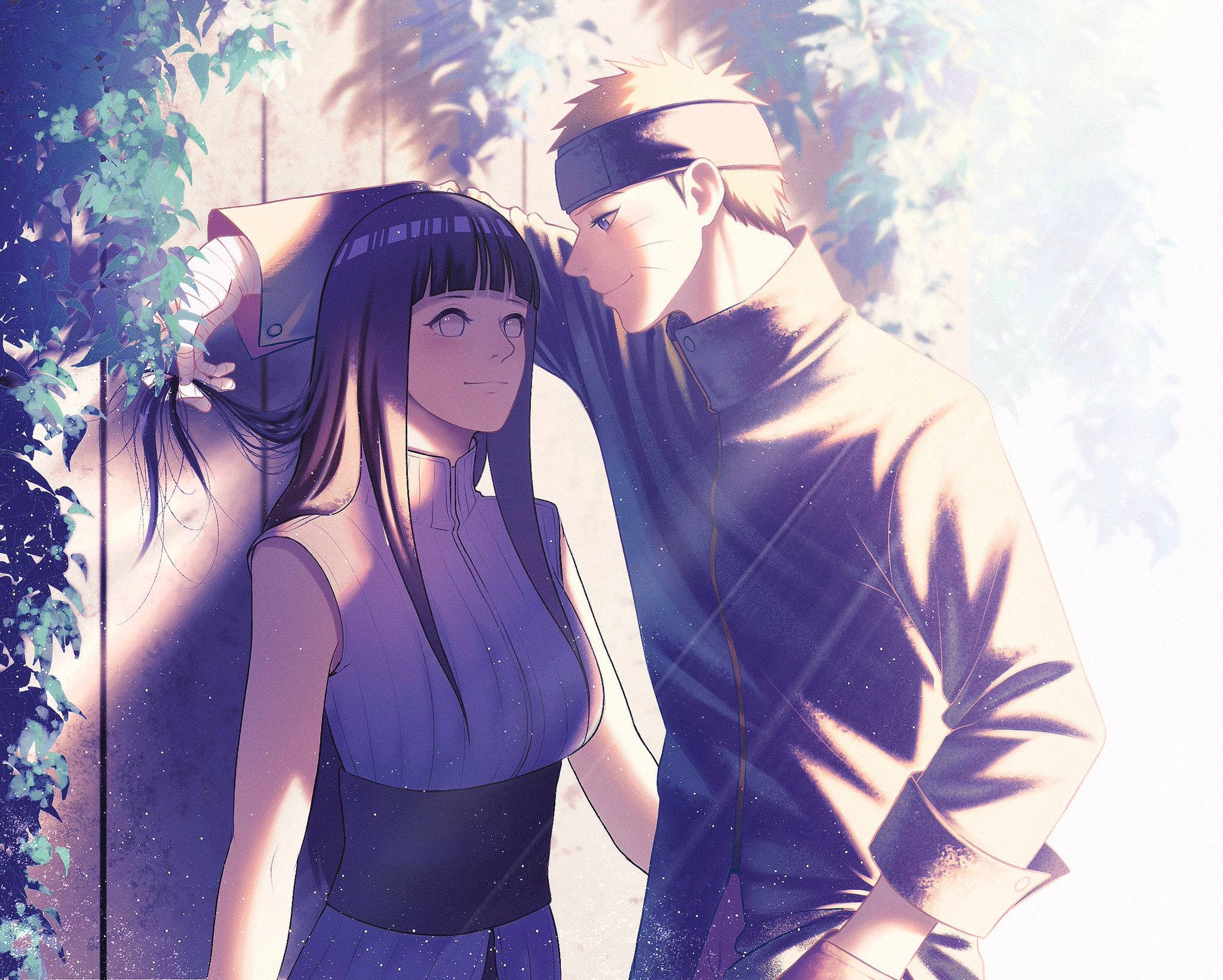 Naruto și Hinata sprijinindu-se Fundal
