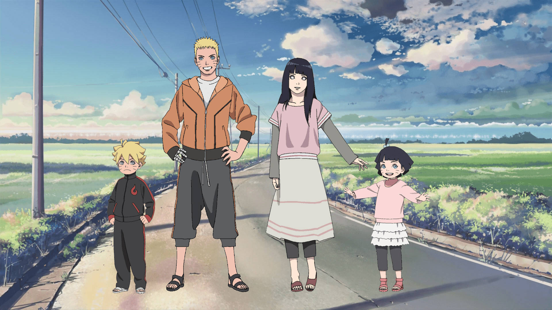 Naruto și Hinata cu copiii Fundal