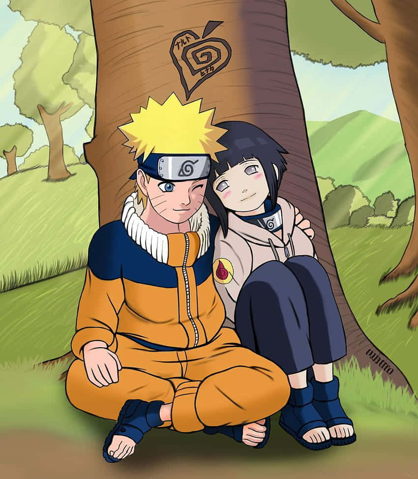Naruto și Hinata drăguți într-o întâlnire în parc Fundal