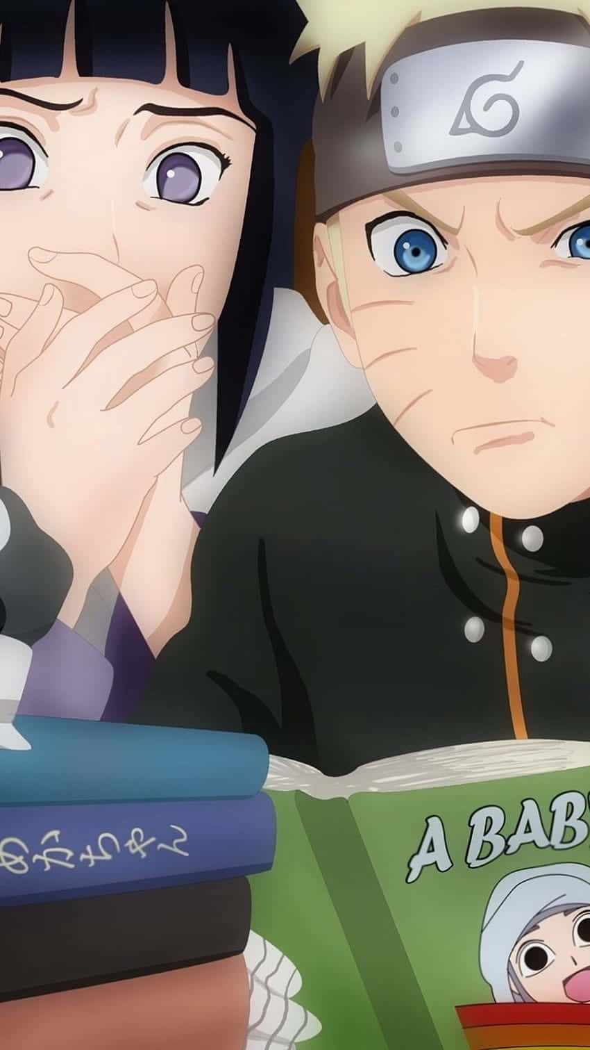 Naruto și Hinata drăguți citind o carte Fundal