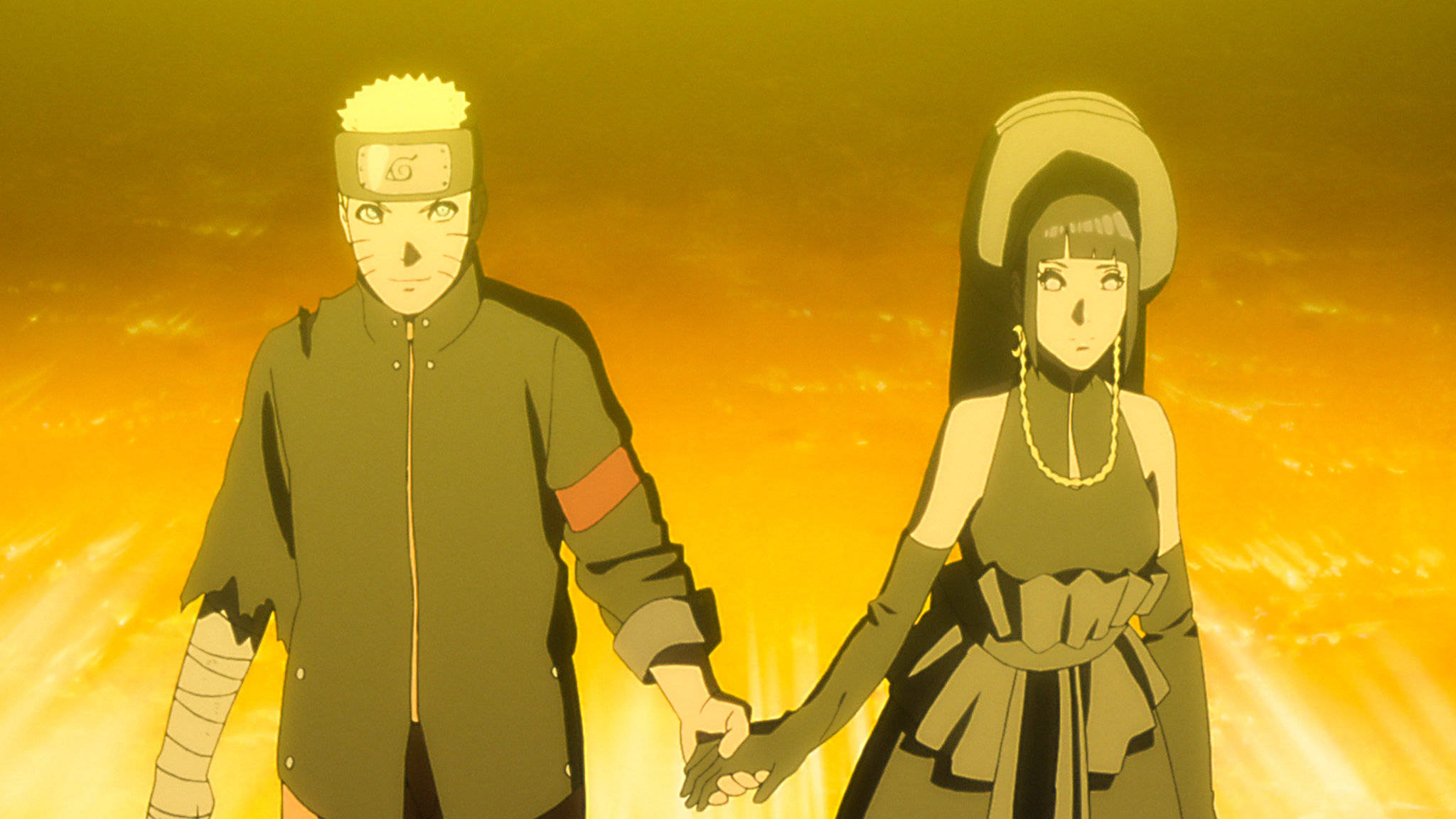 Naruto și Hinata ținându-se de mână Fundal