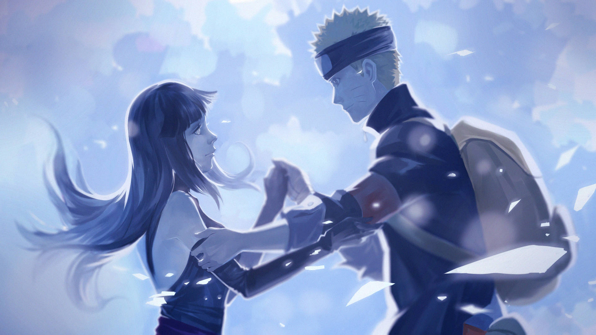 Naruto și Hinata în zăpada de iarnă Fundal