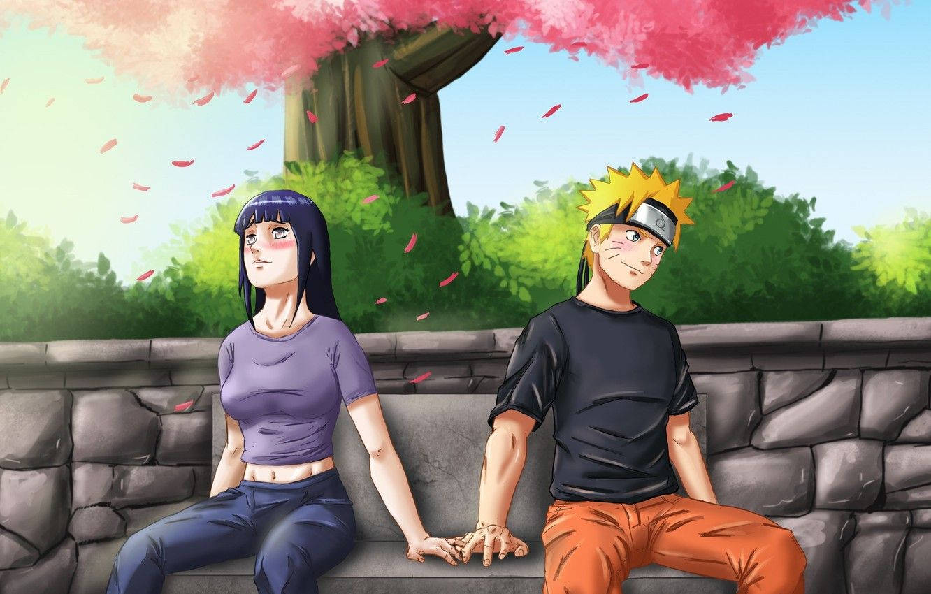 Naruto și Hinata sub cireșii înfloriți Fundal