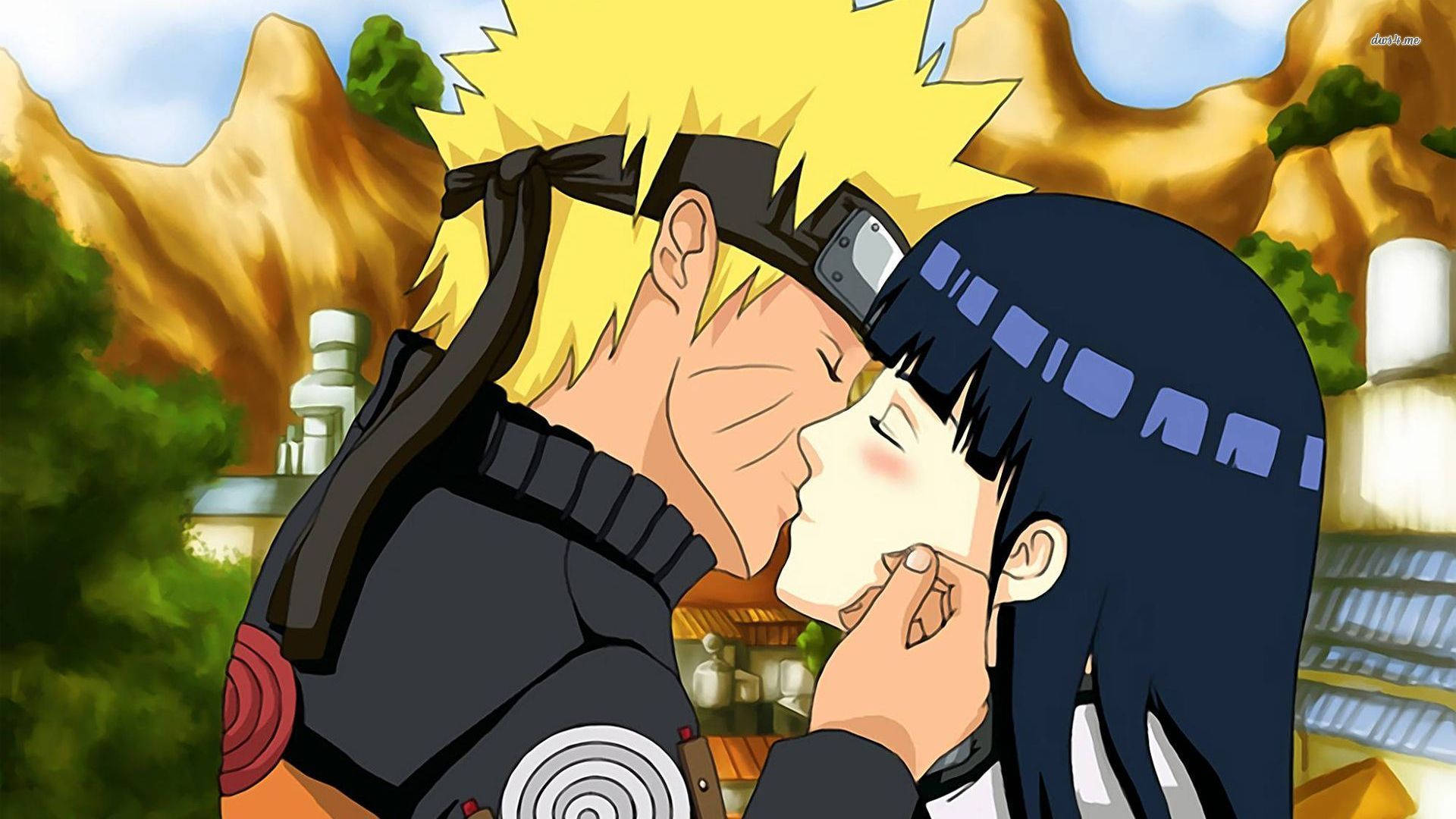 Naruto și Hinata se sărută Fundal
