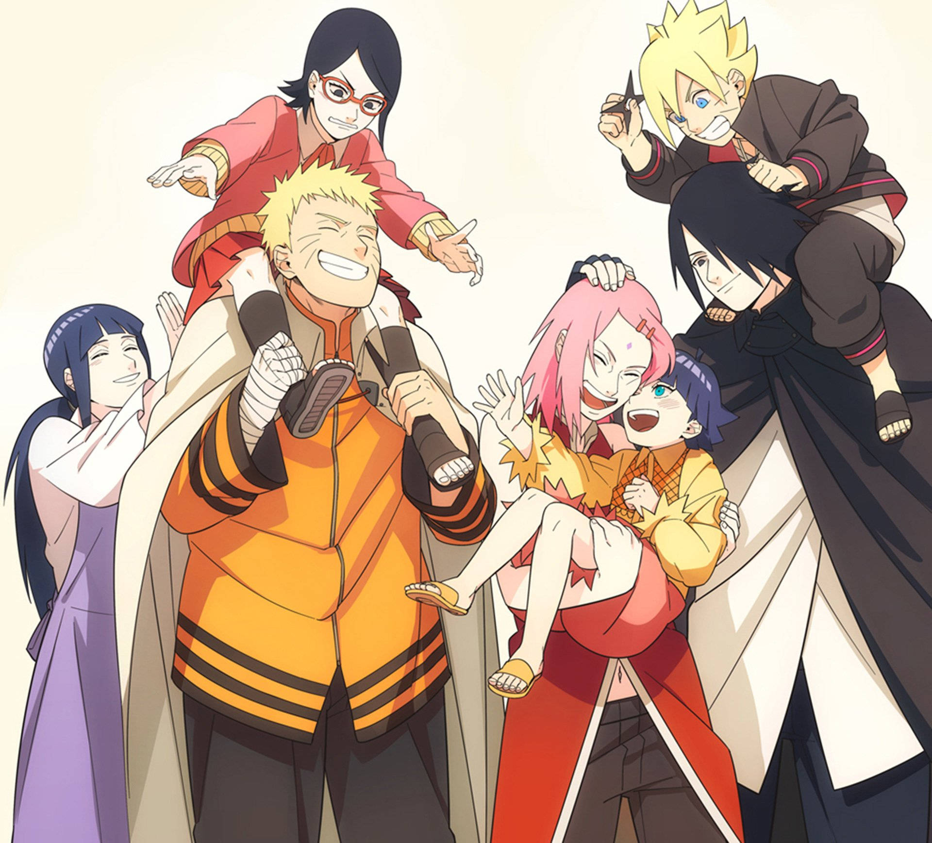 Naruto și Hinata cu Sakura și Sasuke Fundal