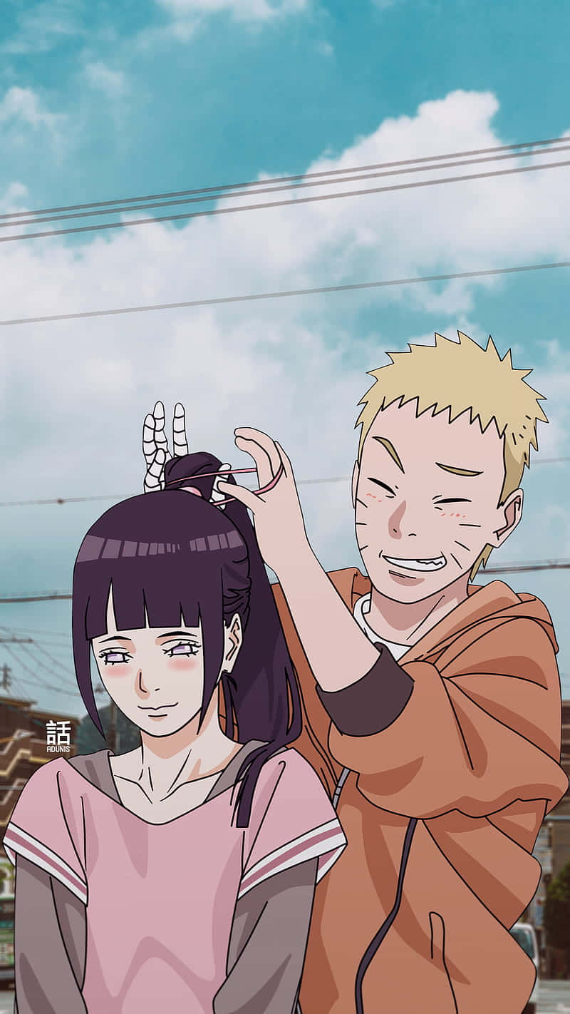 Naruto și Hinata drăguți și coafura Fundal