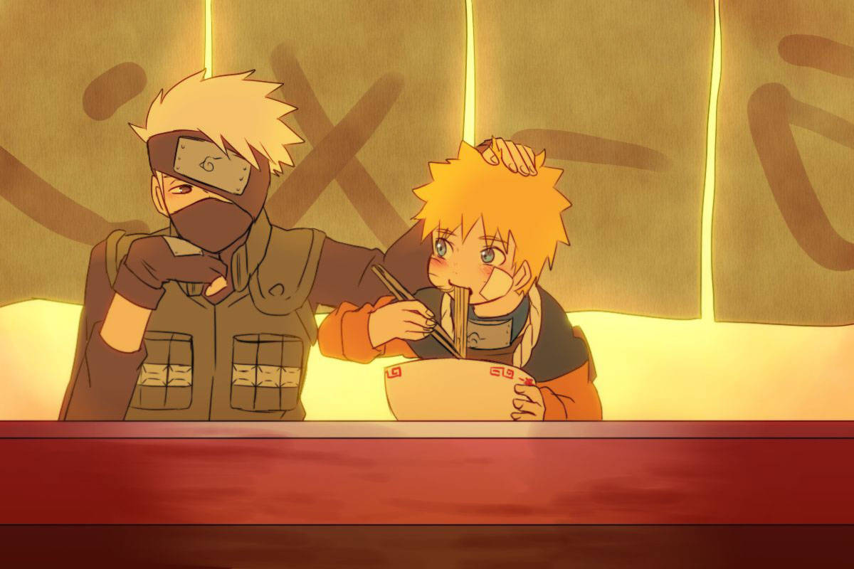 Naruto și Kakashi drăguți la magazinul de ramen Fundal