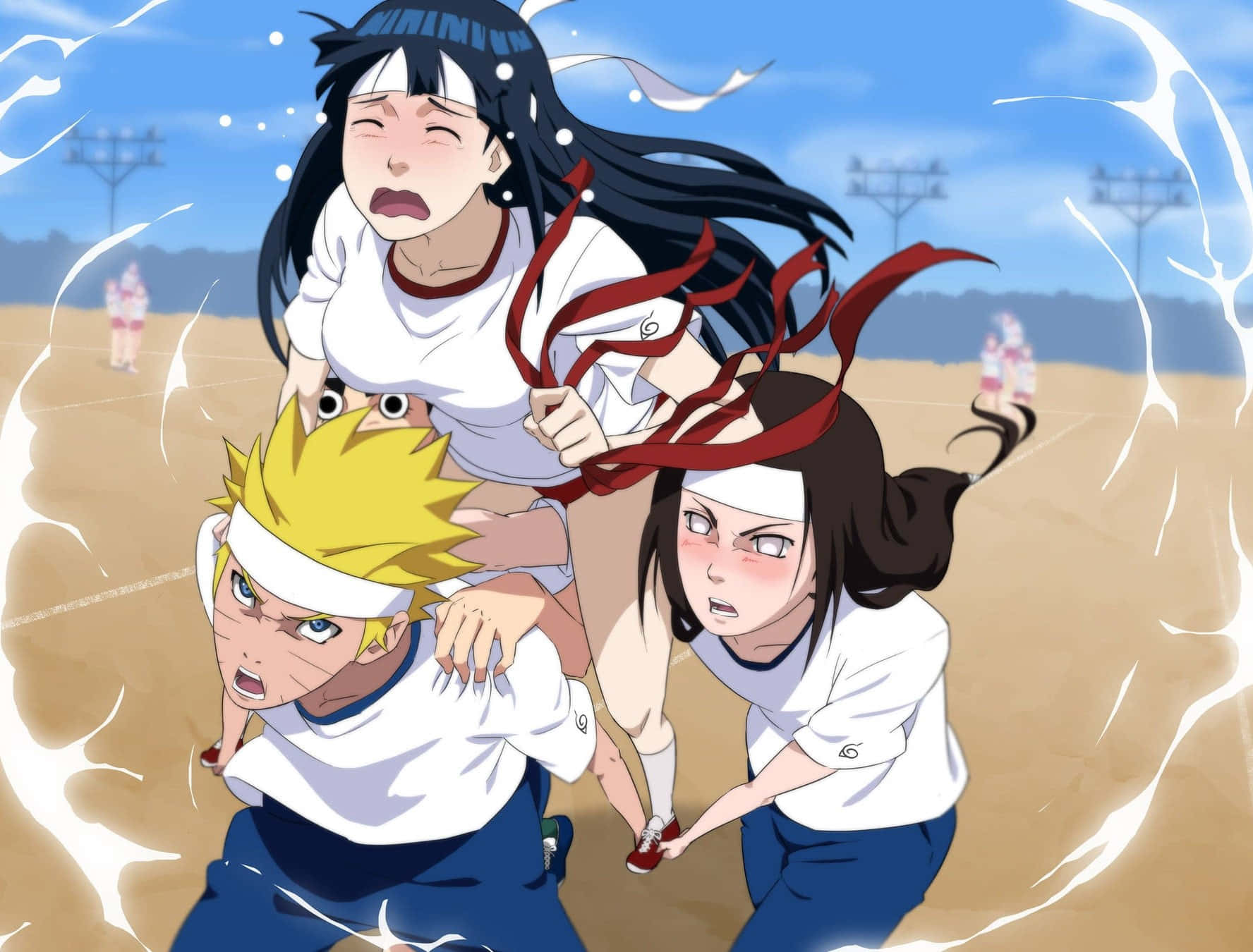Naruto și Neji Hyuga o poartă pe Hinata Fundal