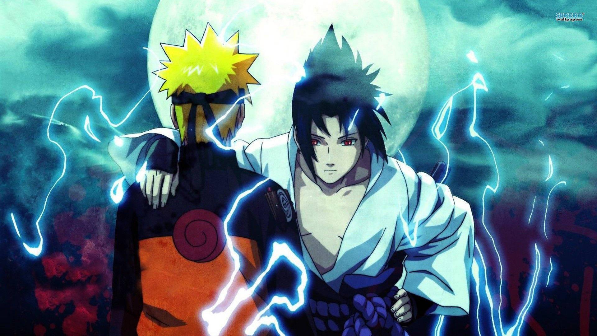 Naruto și Sasuke sub Lună Fundal