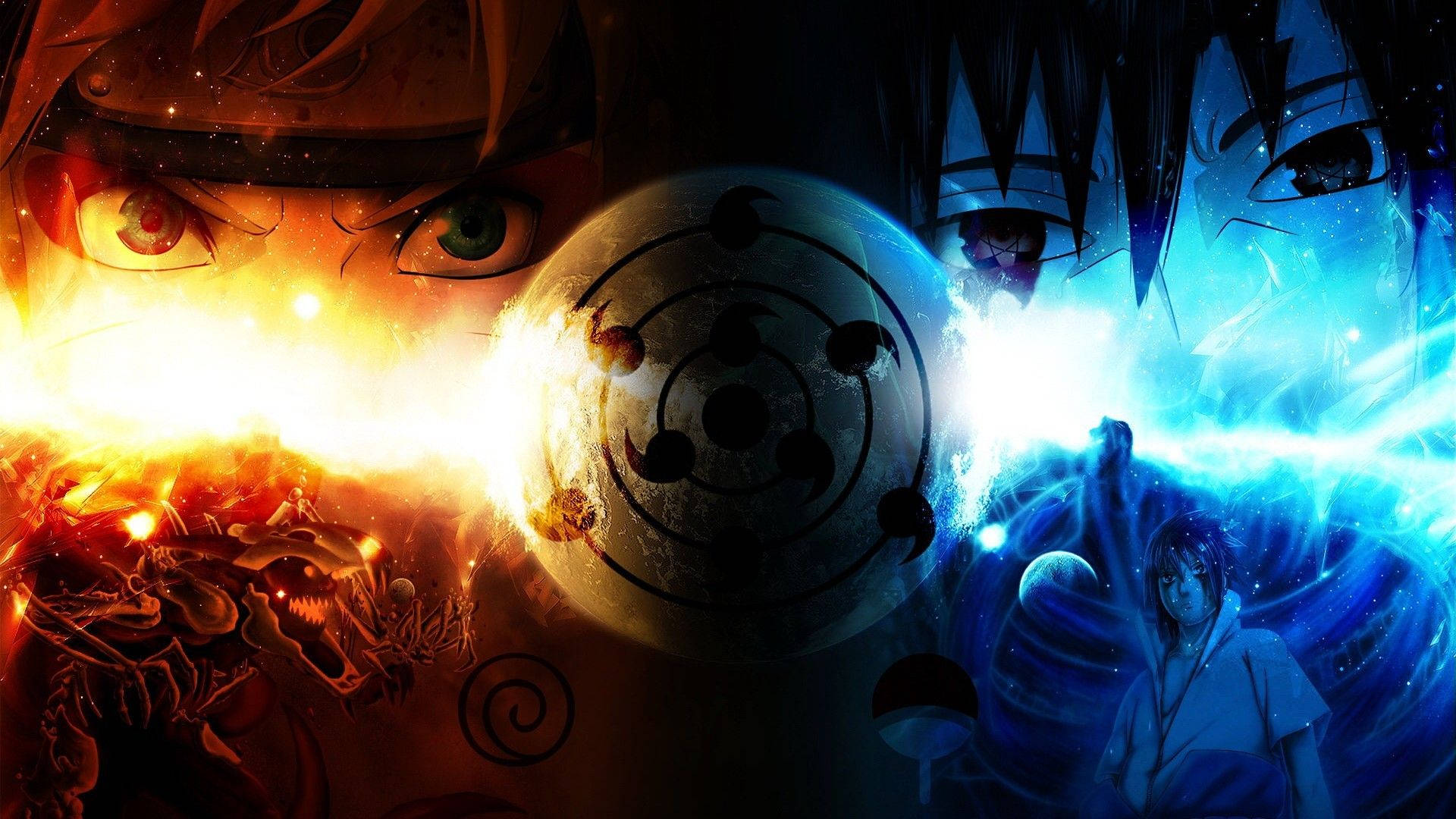 Naruto și Sasuke cu Sharingan Fundal