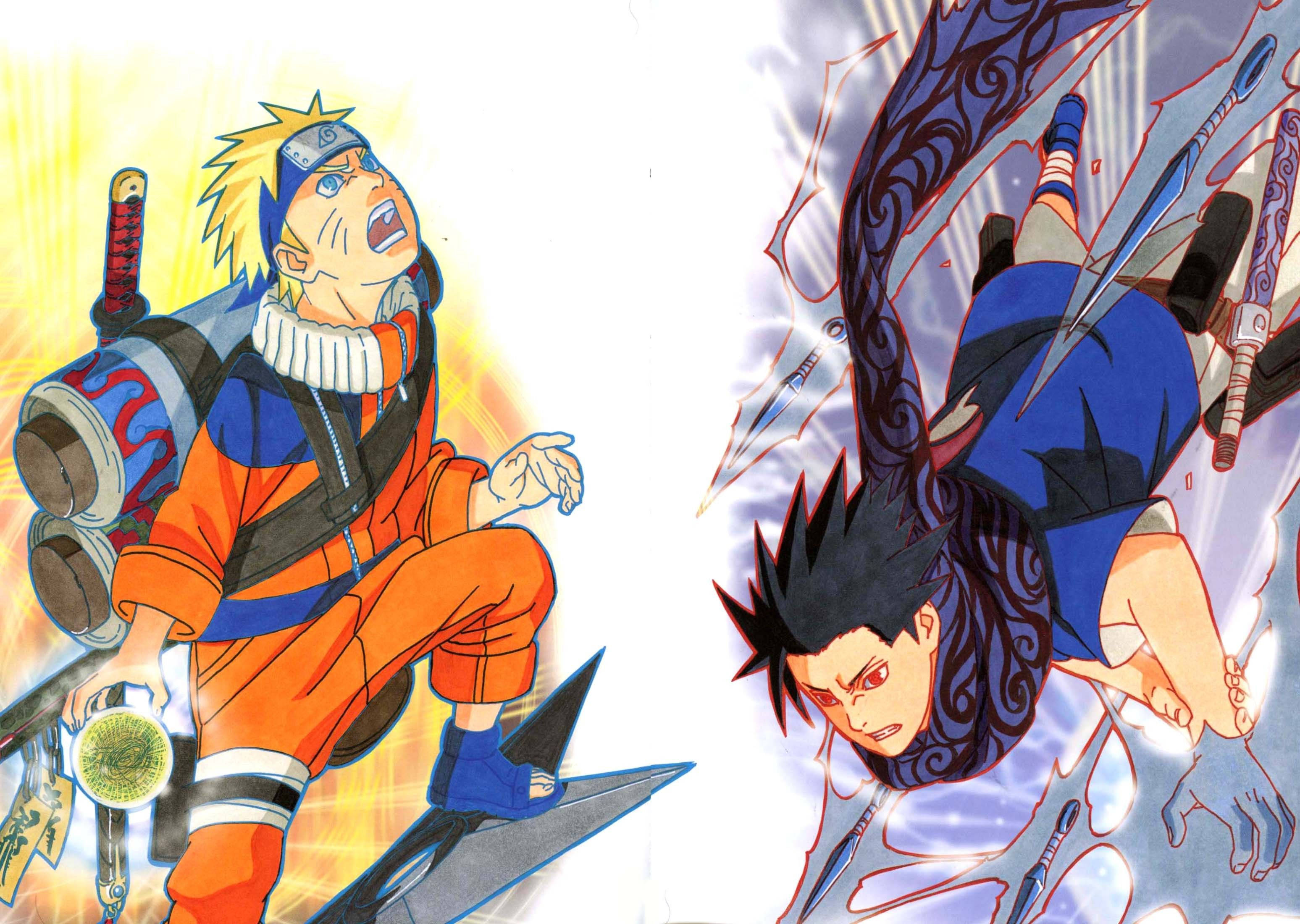 Naruto și Sasuke, două dintre personajele legendare ale Manga japoneze Fundal