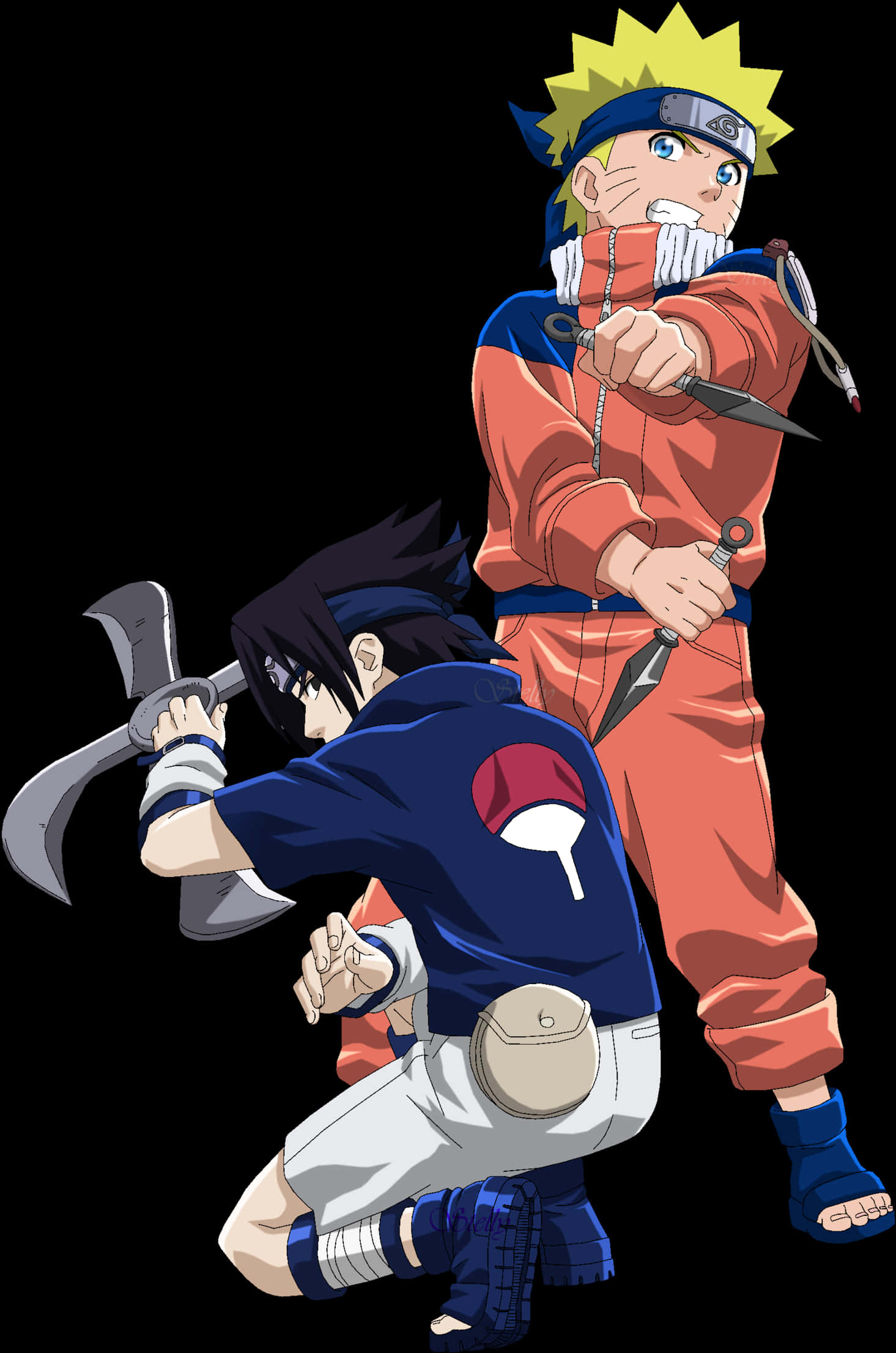 Naruto și Sasuke Gata de Luptă Fundal
