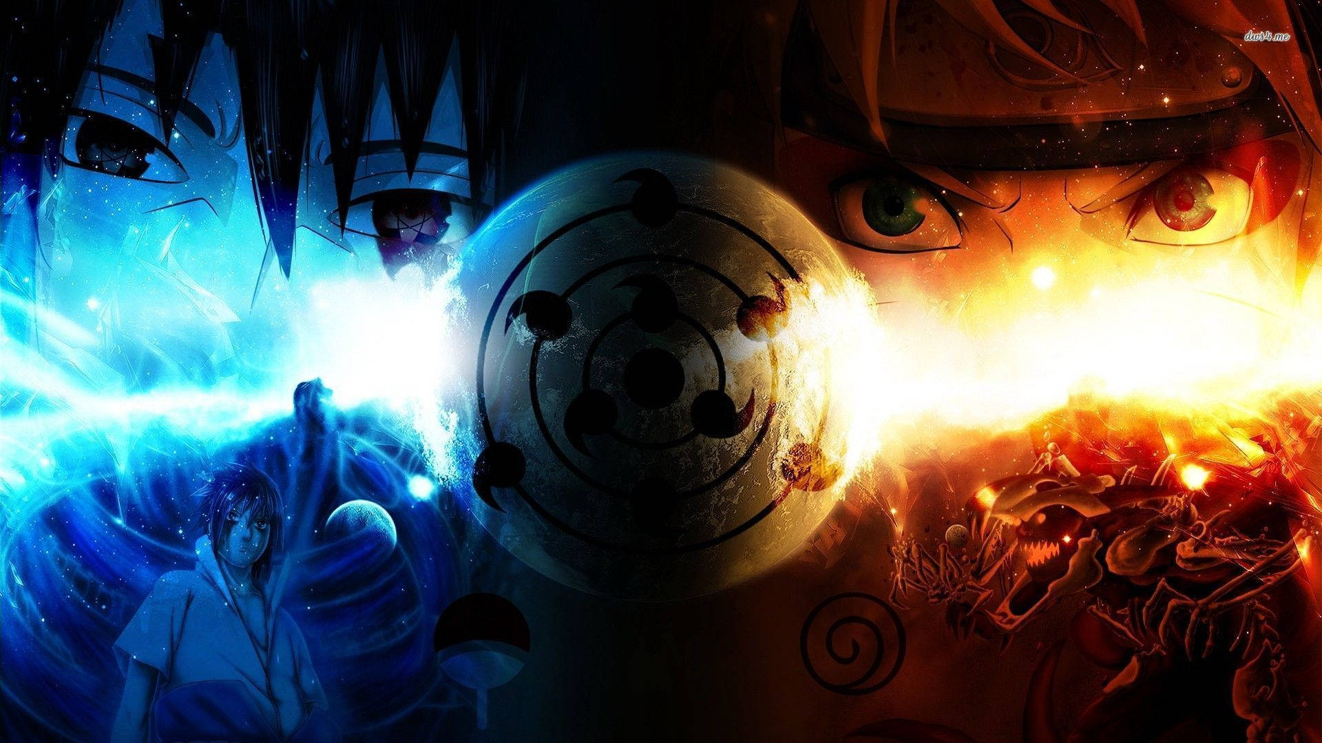 Naruto și Sasuke se Luptă într-o Rivalitate Intensă Fundal