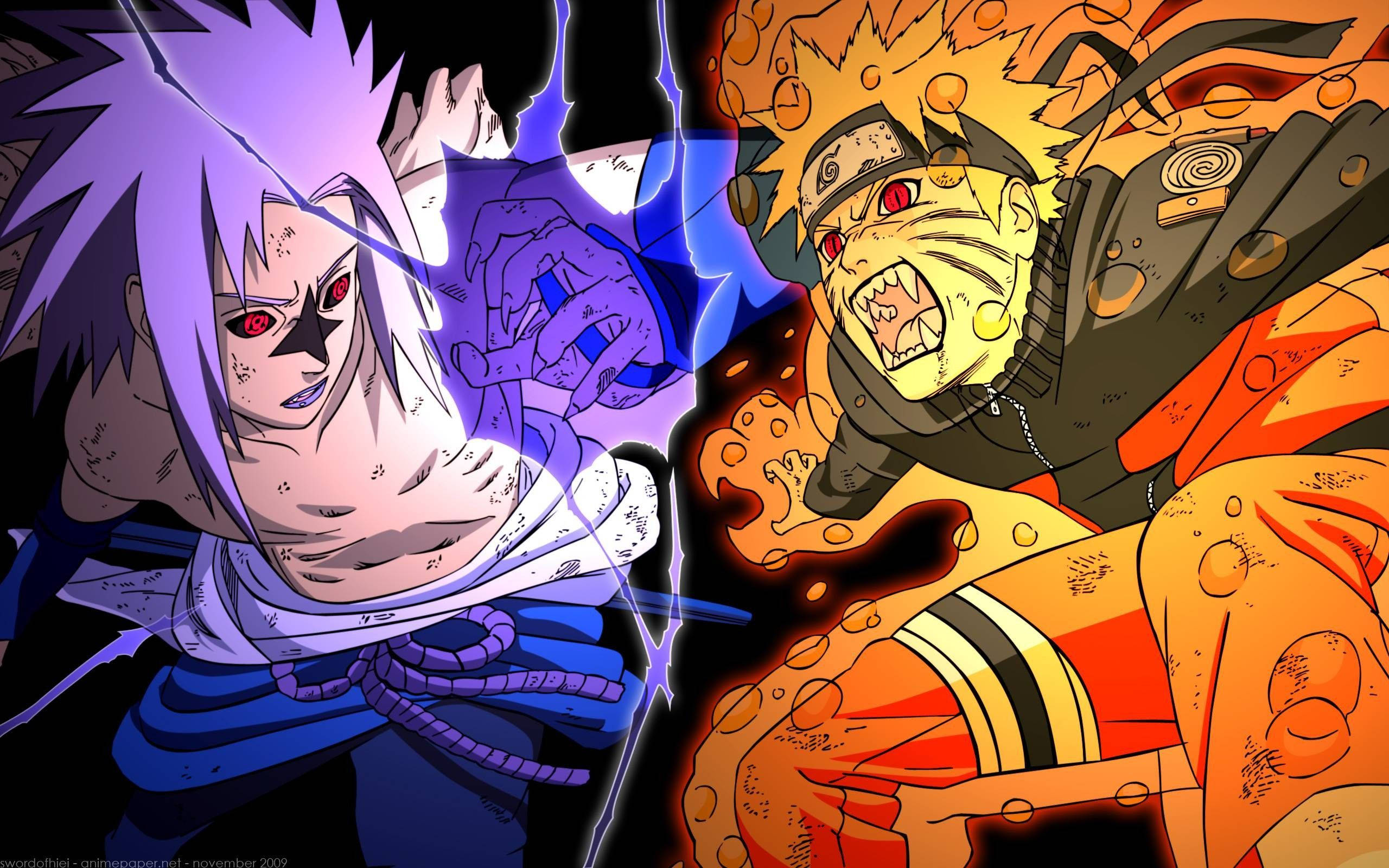 Naruto și Sasuke în luptă epică Fundal