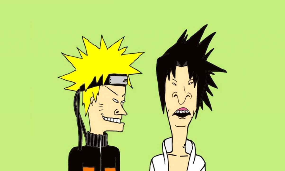 Naruto și Sasuke în stil artistic Beavis și Butthead Fundal