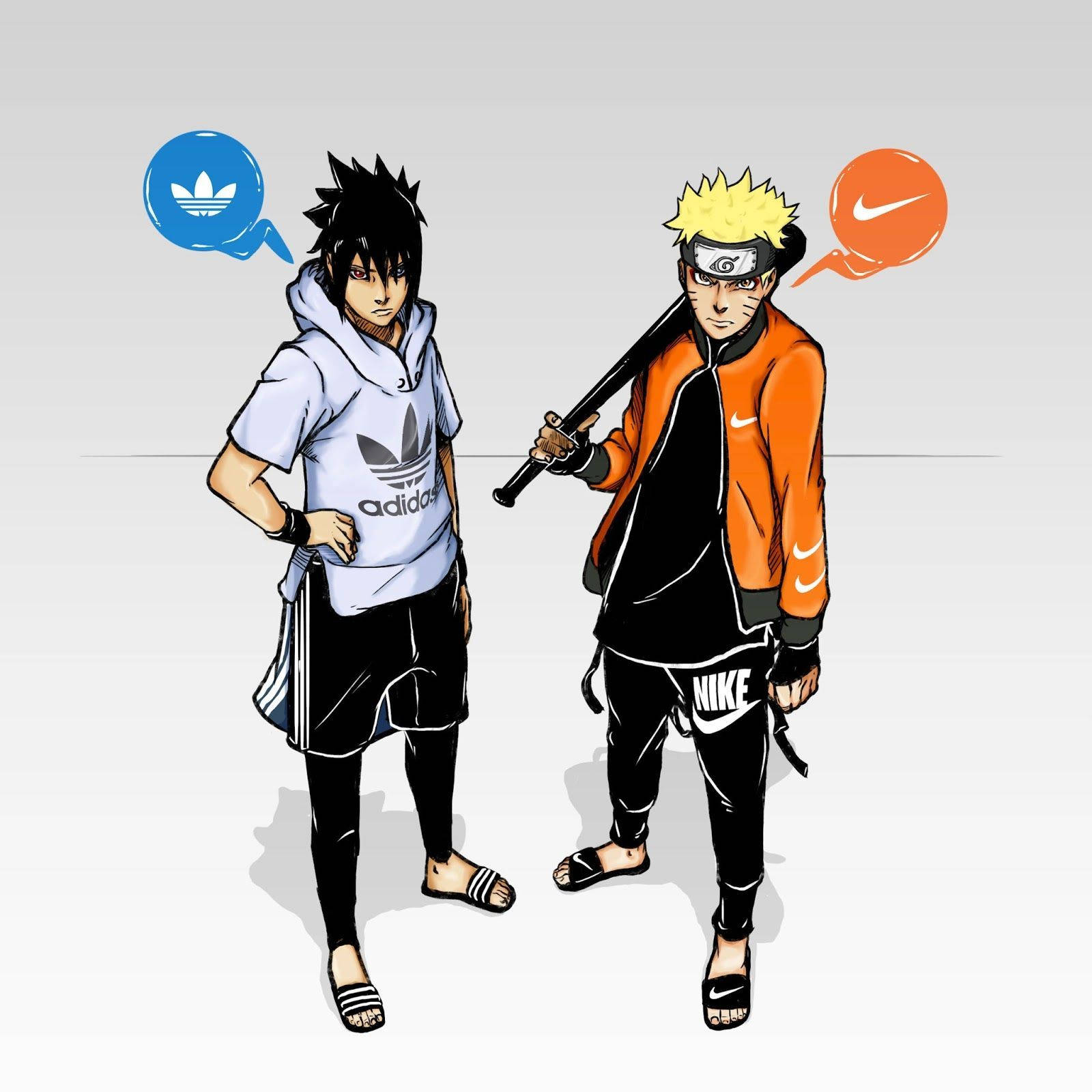 Naruto Swag și Sasuke în Adidas și Nike Fundal