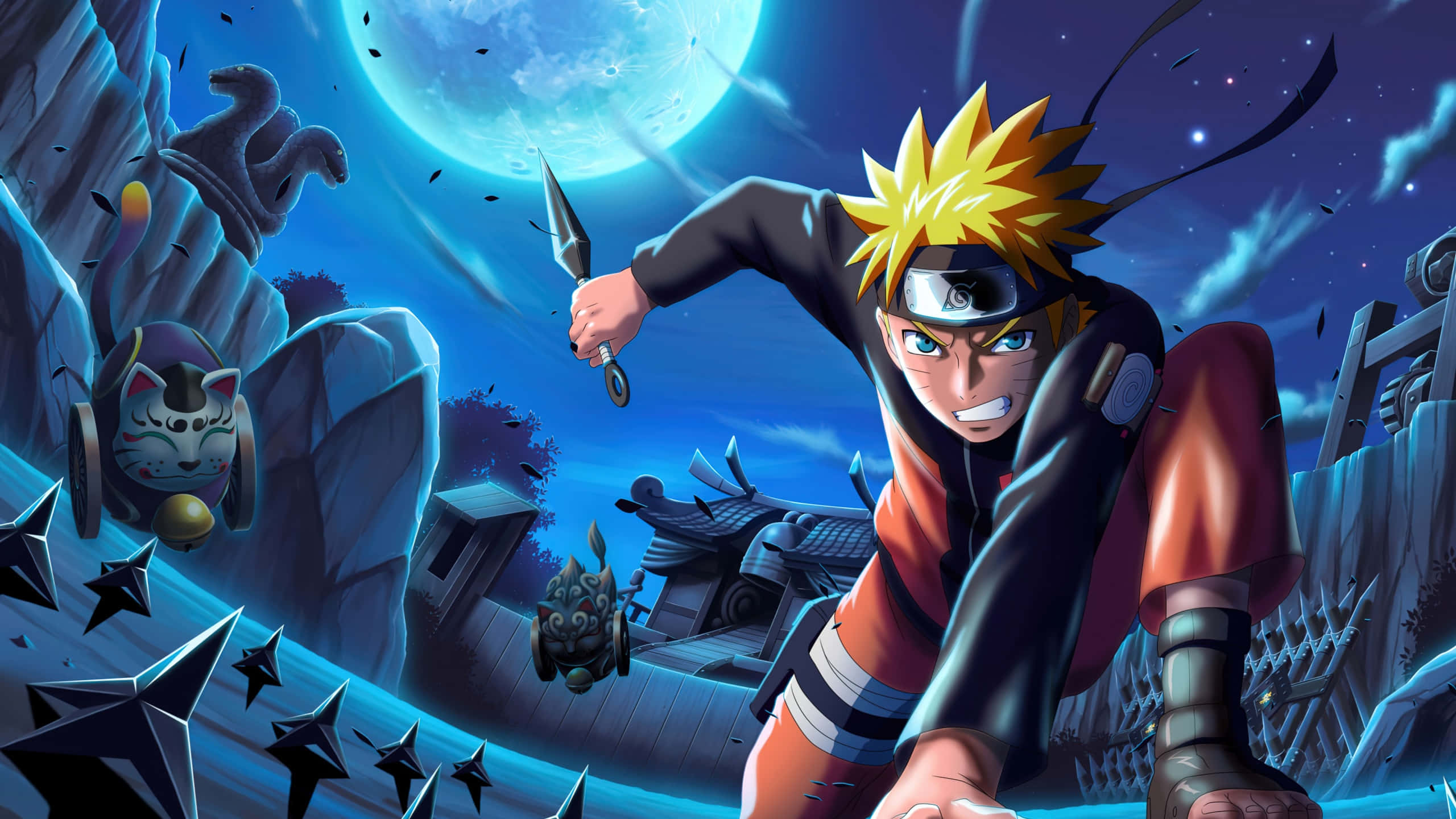 Naruto Uzumaki 4K Luptând Noaptea Fundal