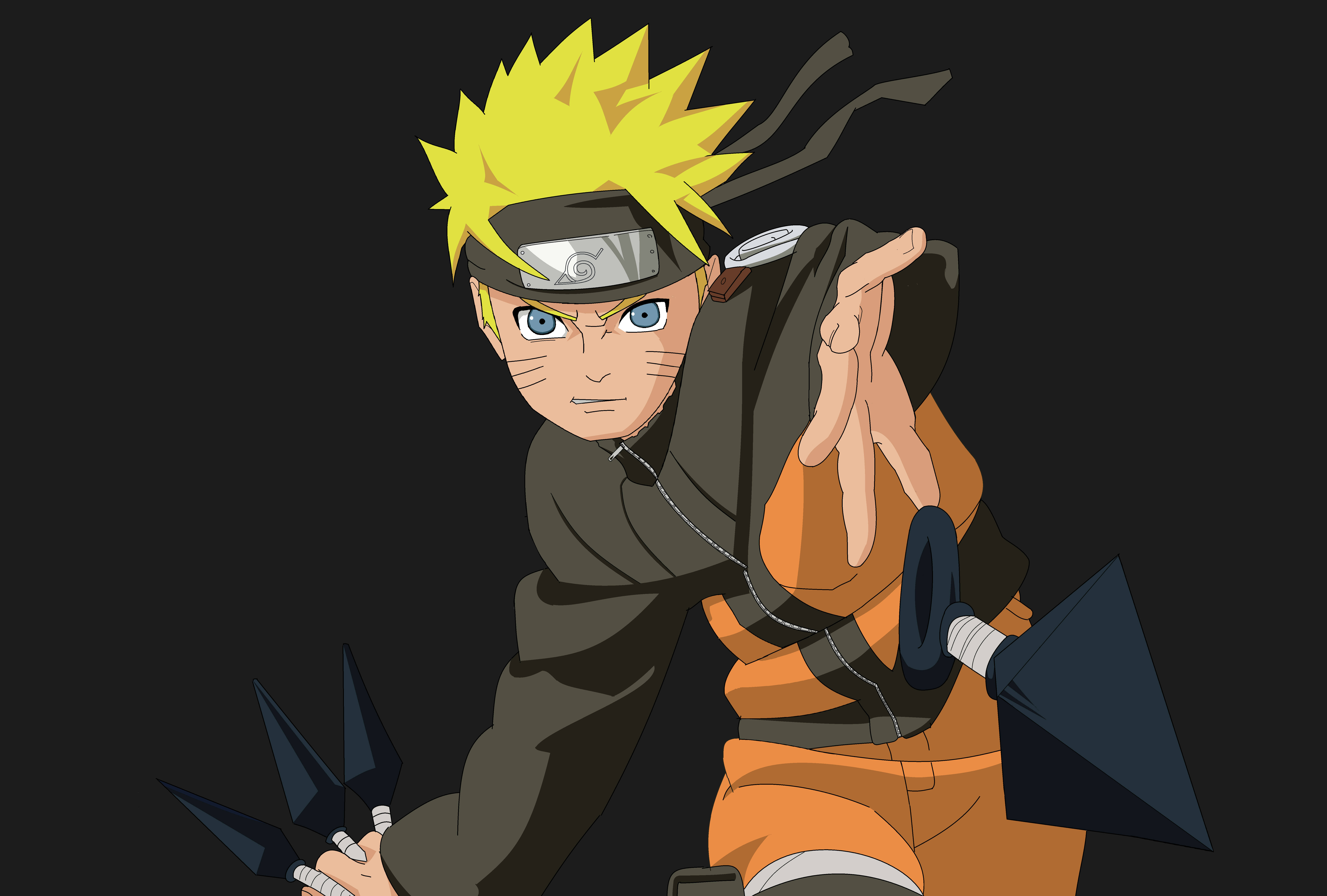 Naruto Uzumaki Aruncând Kunai Fundal