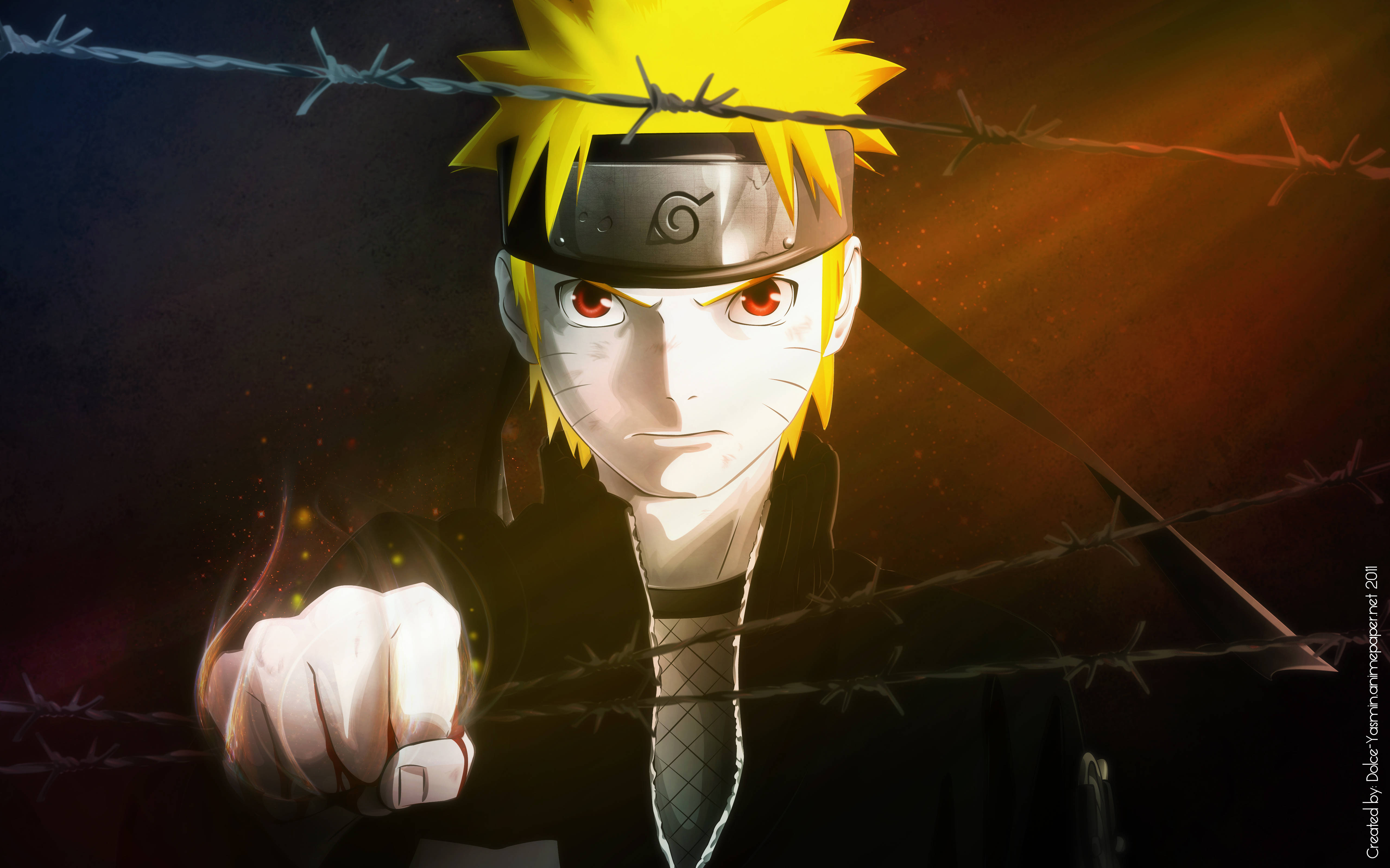 Naruto Uzumaki cu Sârmă Ghimpată Fundal