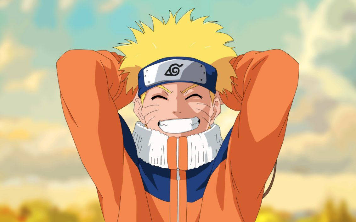 Naruto Uzumaki cu un zâmbet fericit Fundal