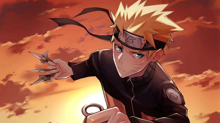 Naruto Uzumaki dezlănțuit într-un fundal 4K colorat. Fundal