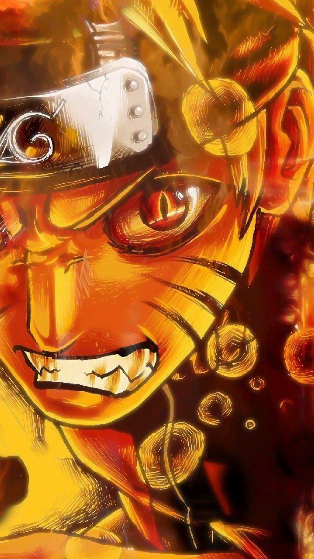 Naruto Uzumaki dezlănțuind o energie puternică într-un fundal de telefon unic Fundal