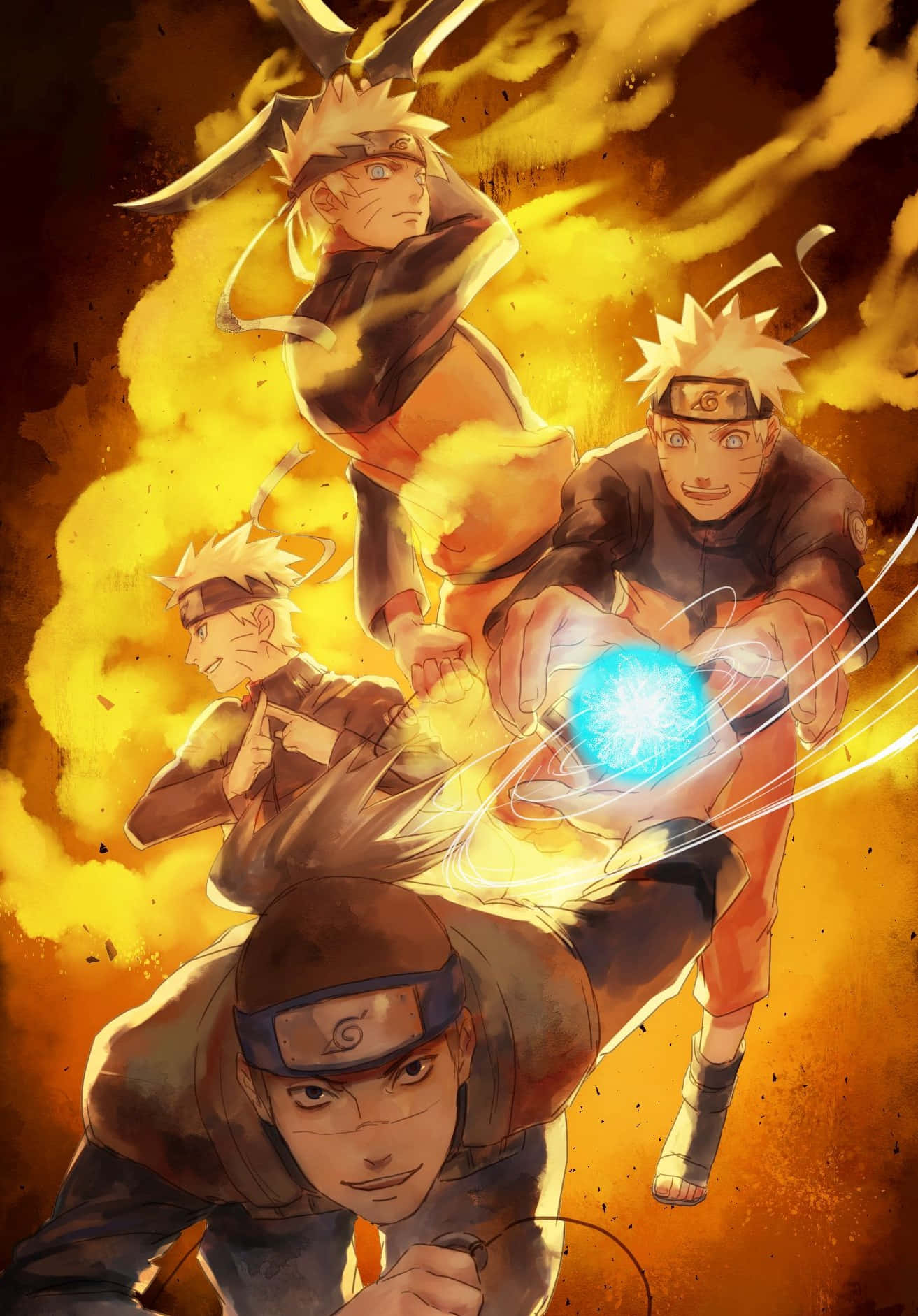 Naruto Uzumaki gata de acțiune pe un fundal de telefon dinamic și îndrăzneț Fundal