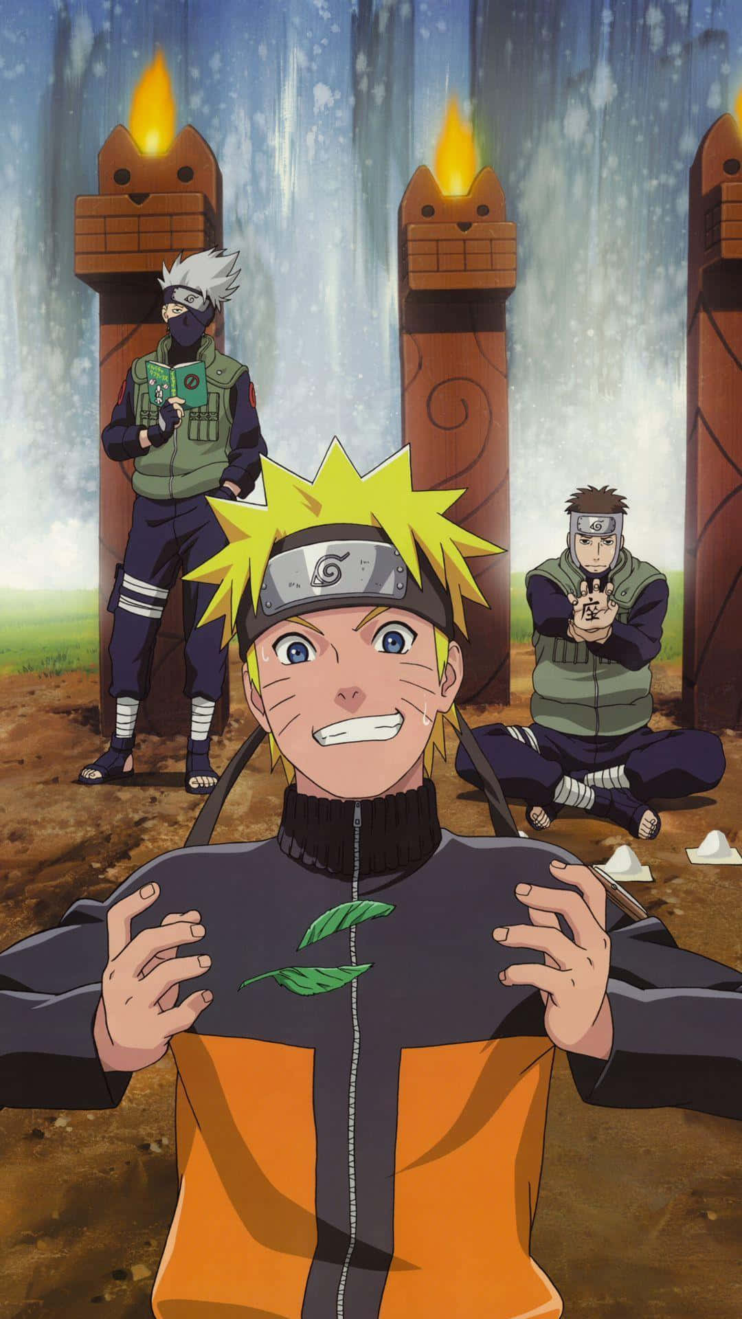 Naruto Uzumaki în Poziție de Luptă Intensă, Înconjurat de Lumină Strălucitoare Fundal