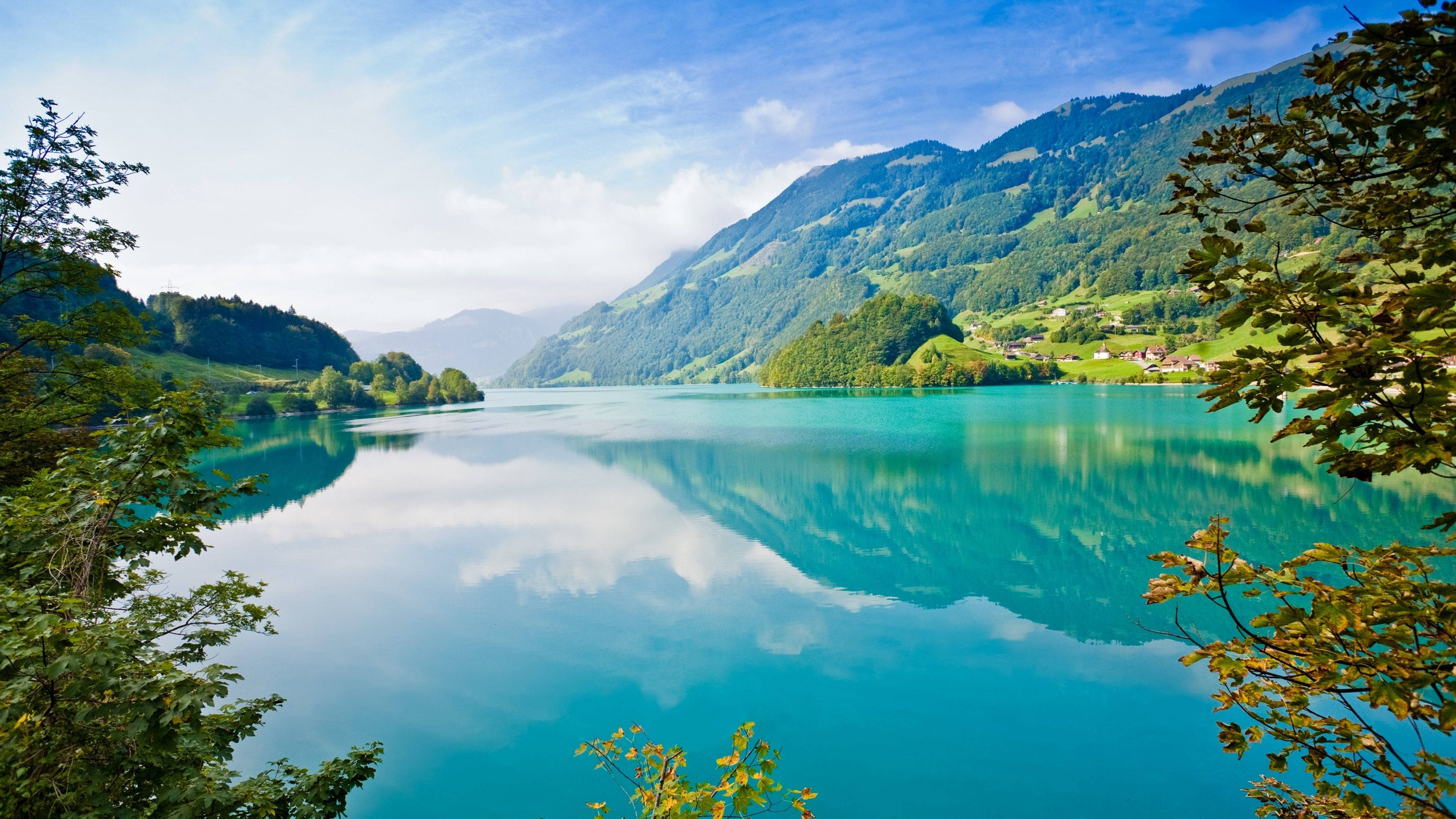Natură 4K Lac și Munte Fundal