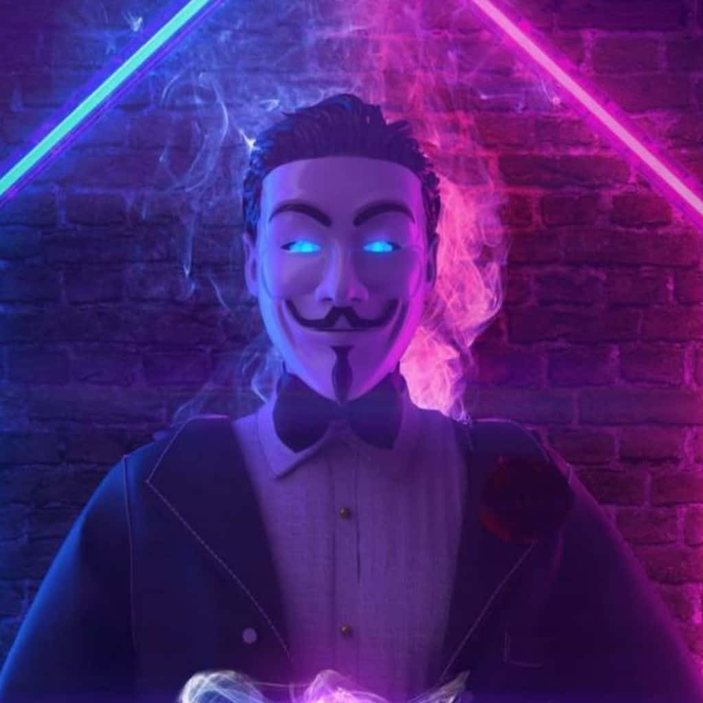 Neon Anonymous Hacker Cea Mai Bună Poză de Profil Fundal
