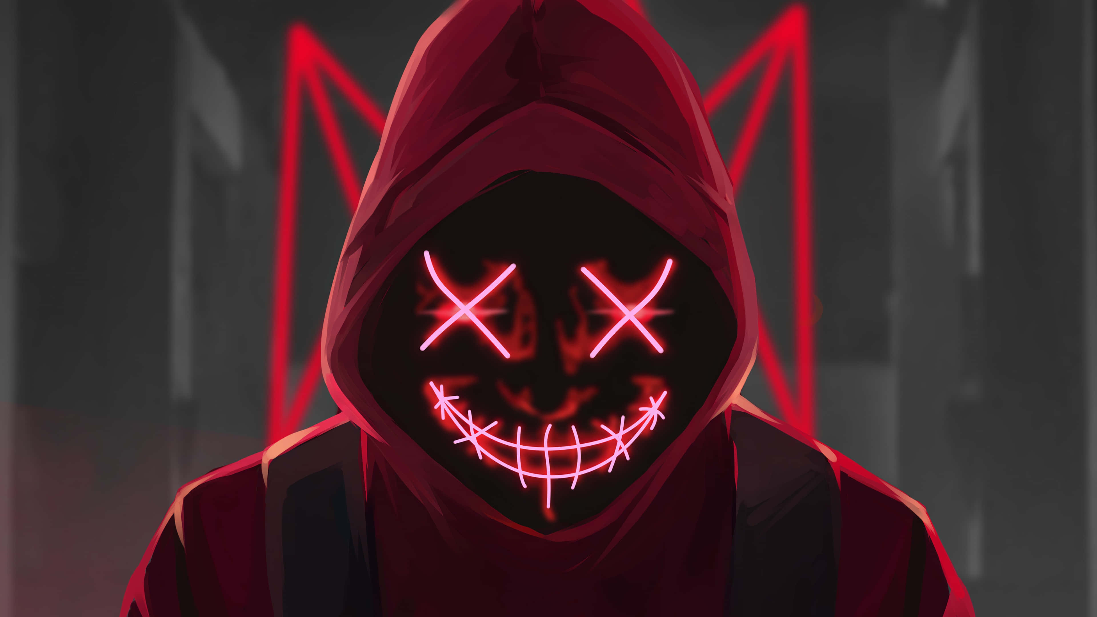 Neon Face Roșu PFP Fundal