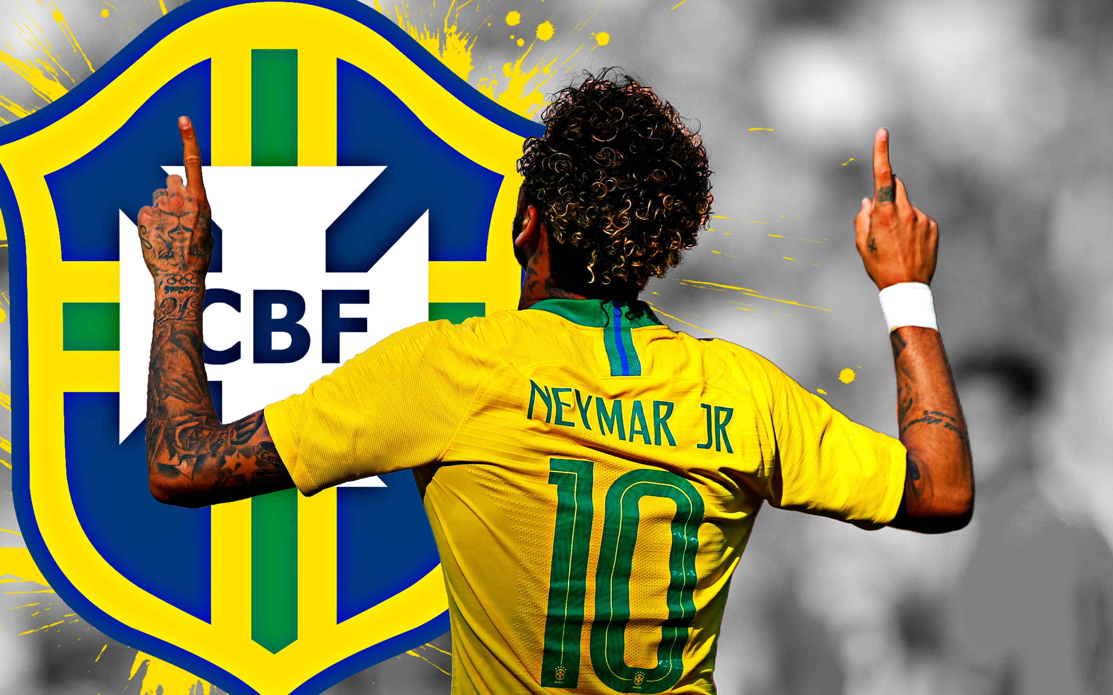 Neymar 4K cu Logo Mare CBF Fundal