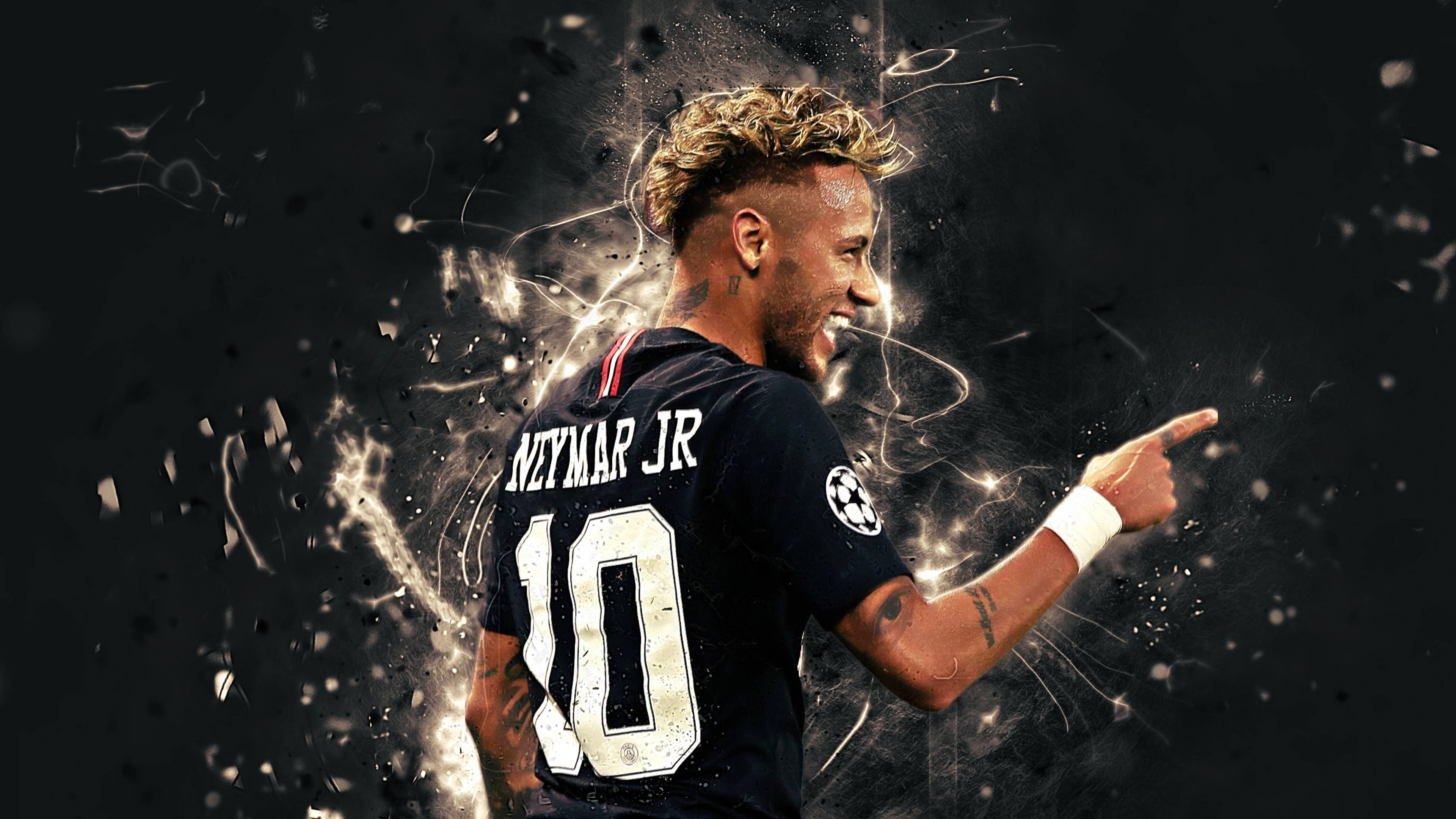 Neymar 4K Lumini Albe Fundal