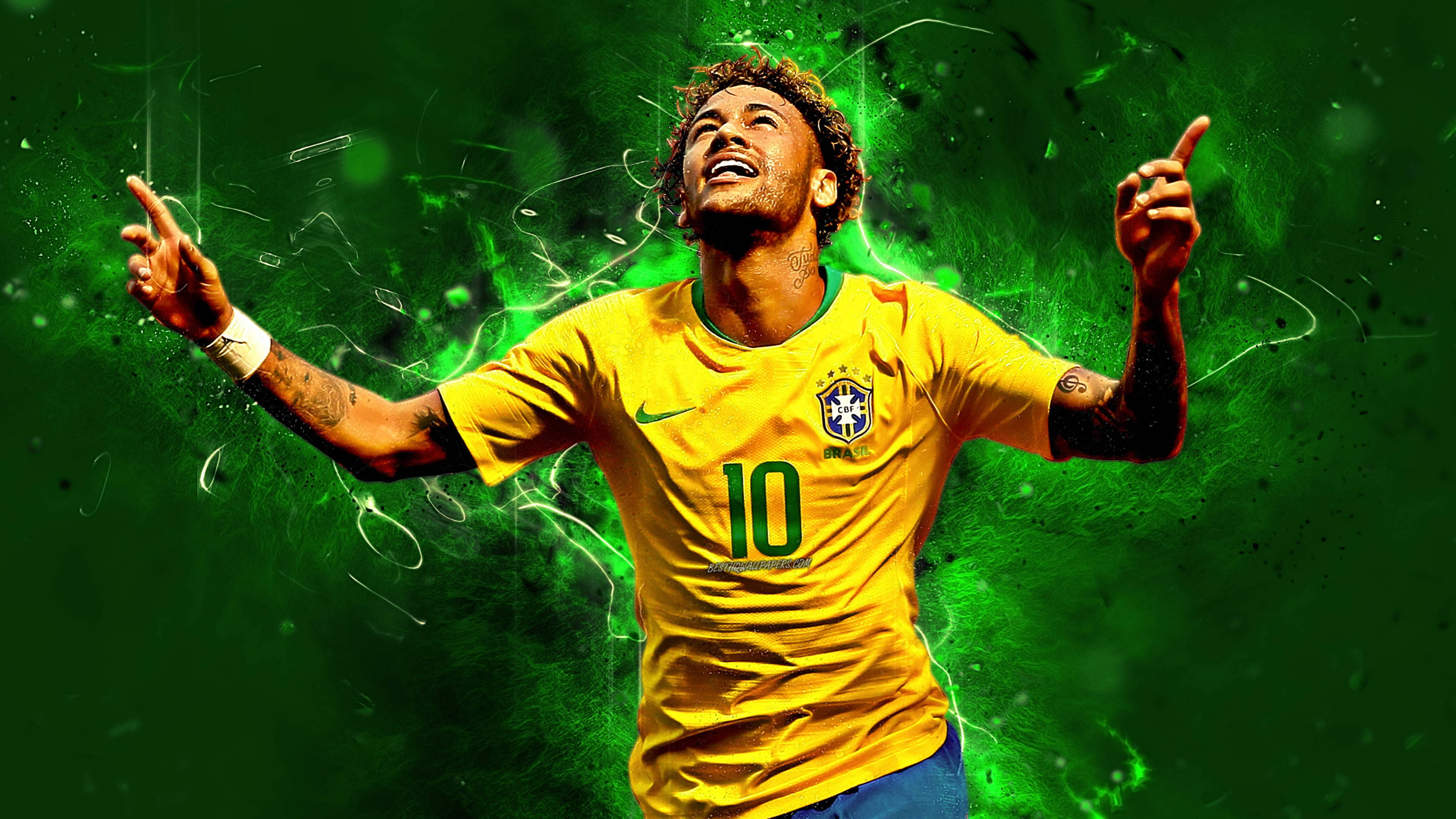 Neymar 4K Neon Verde Editare Fan Fundal