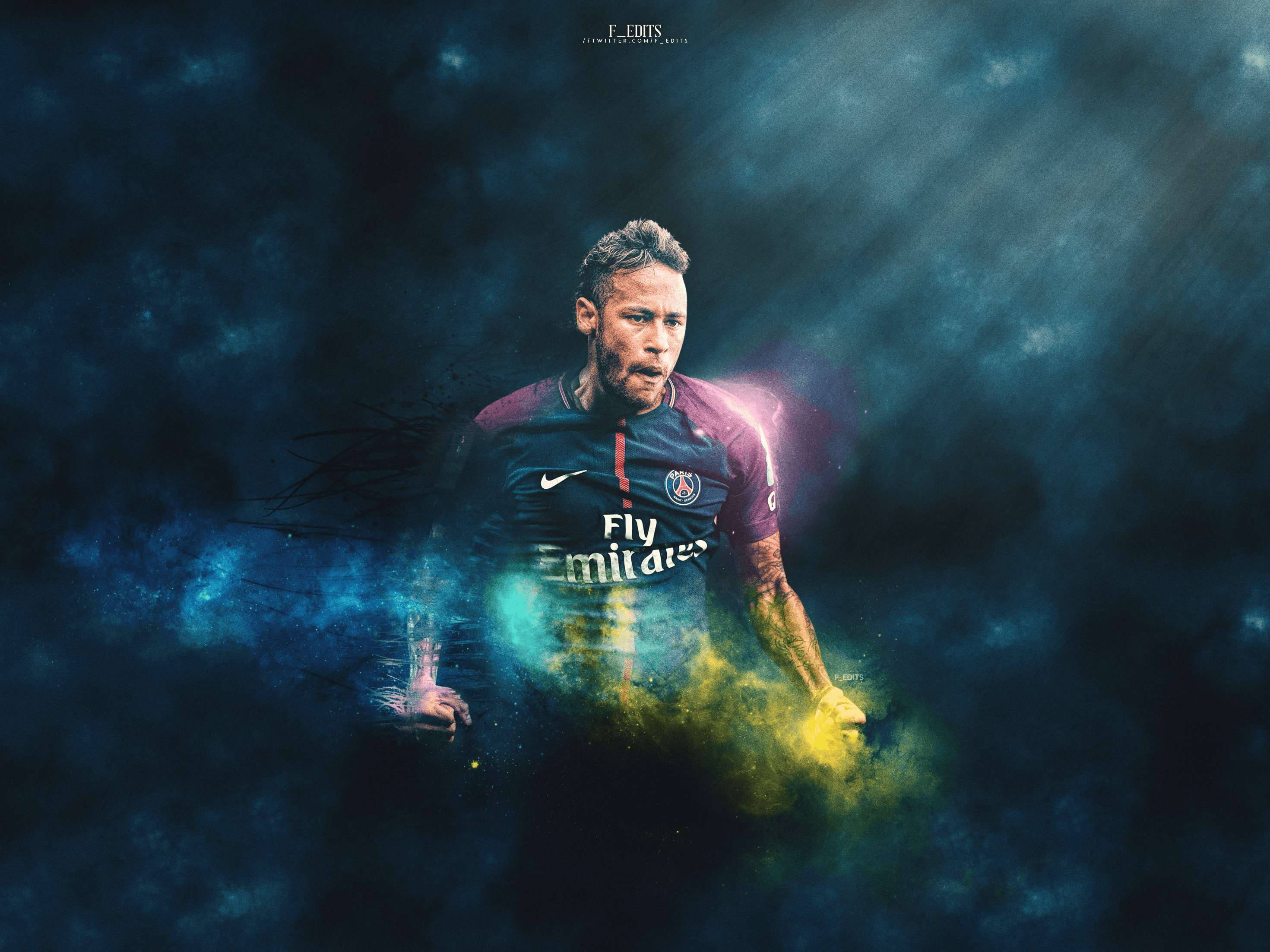 Neymar Feroce într-o Artă Cool a Fanilor Fundal